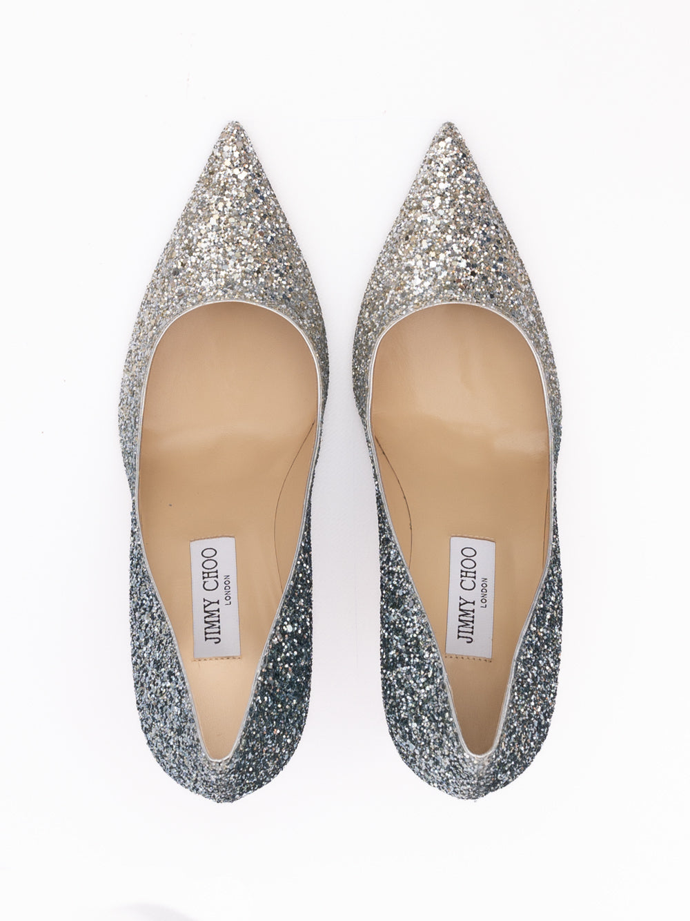 Silver Coarse Glitter Fabric Agnes Pumps - ventzia