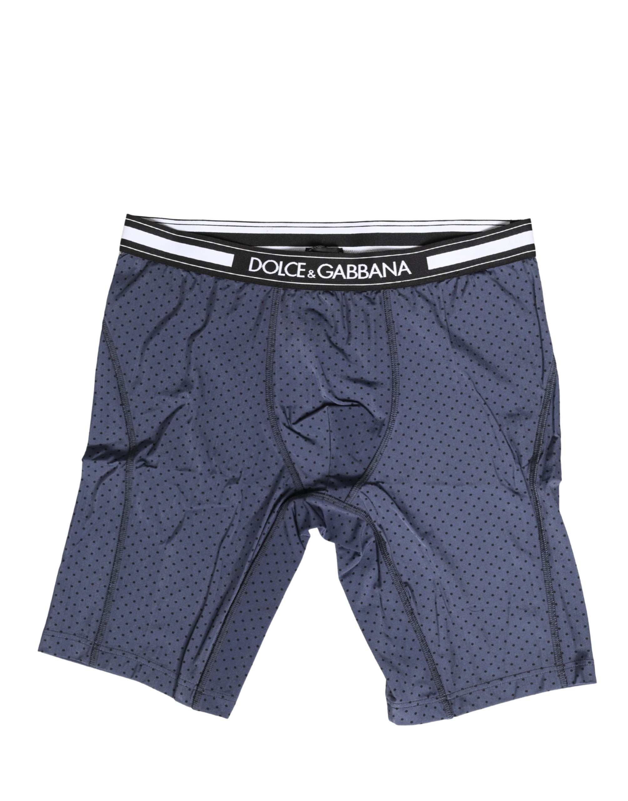 Dark Blue Polka Dots Men Bike Shorts Underwear - ventzia