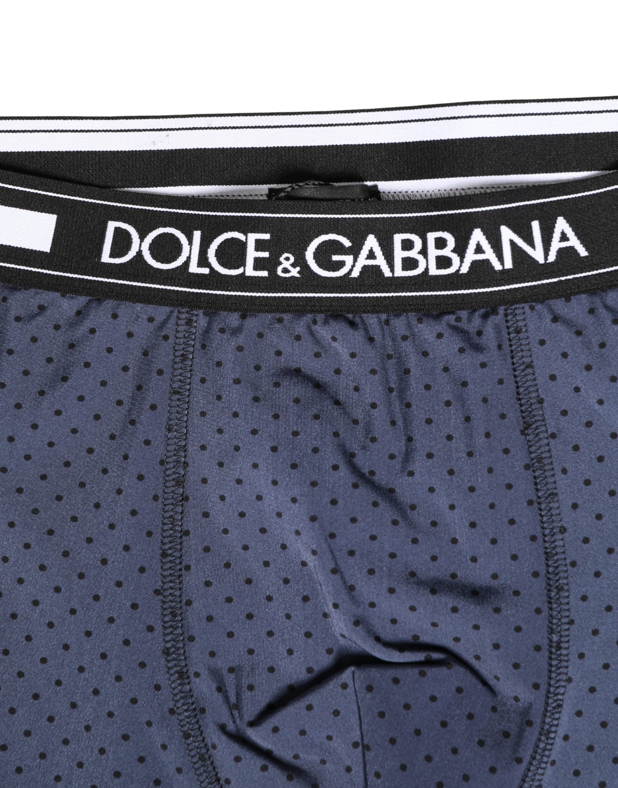 Dark Blue Polka Dots Men Bike Shorts Underwear - ventzia
