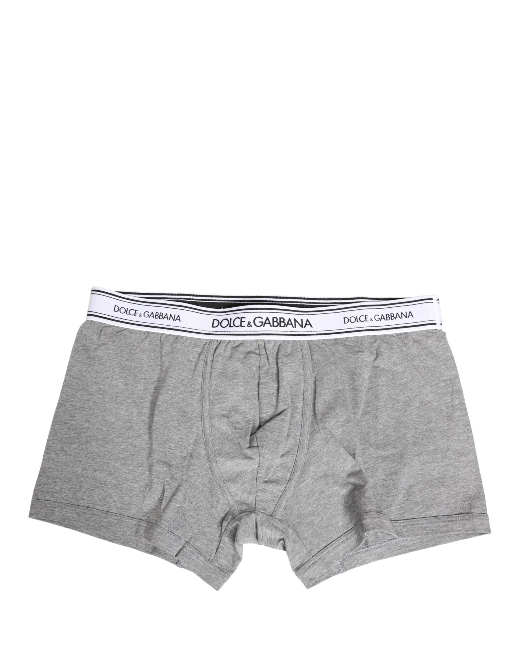 Gray Logo Waistband Cotton Men Boxer Underwear - ventzia