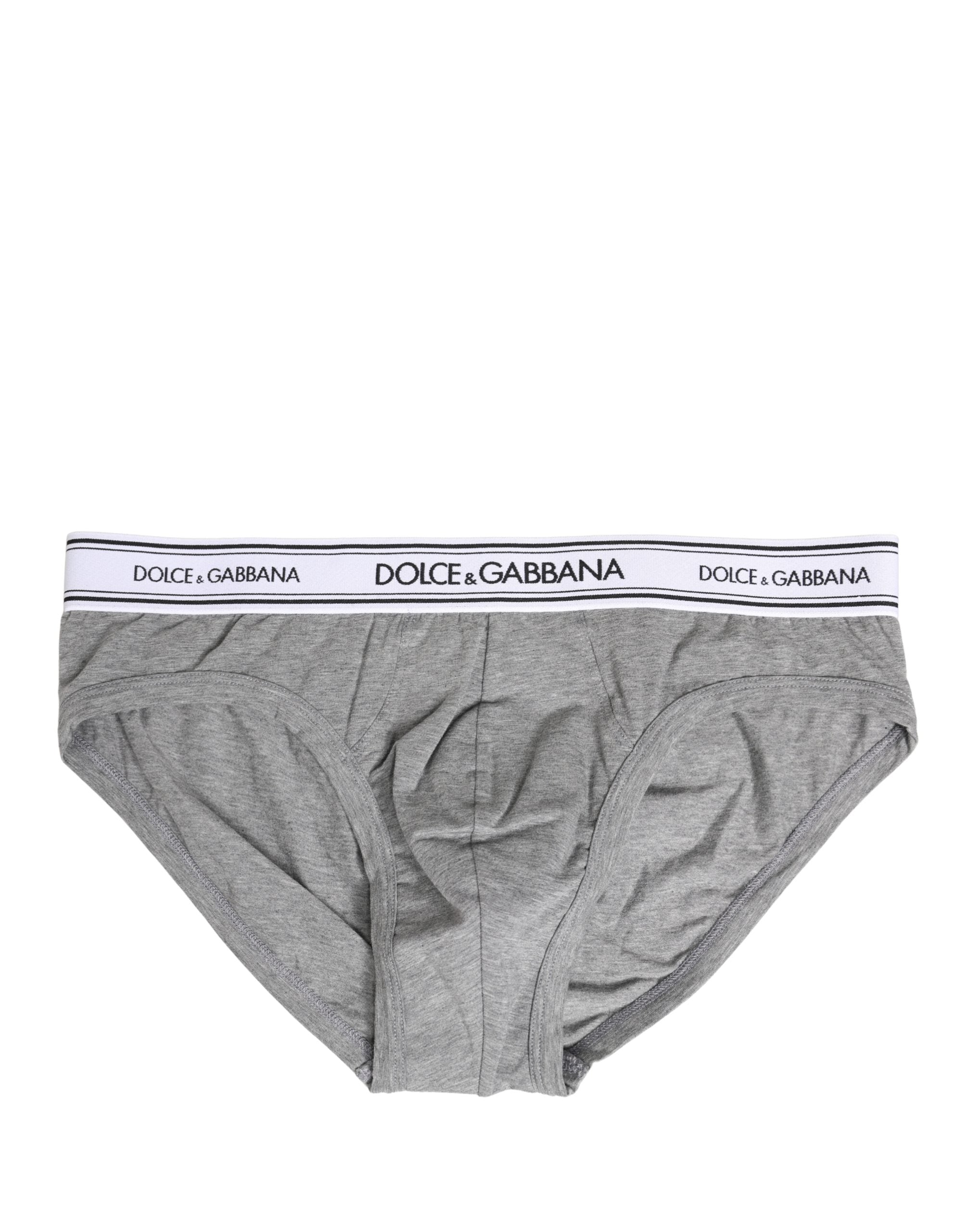 Gray Logo Waistband Men Midi Brief Underwear - ventzia