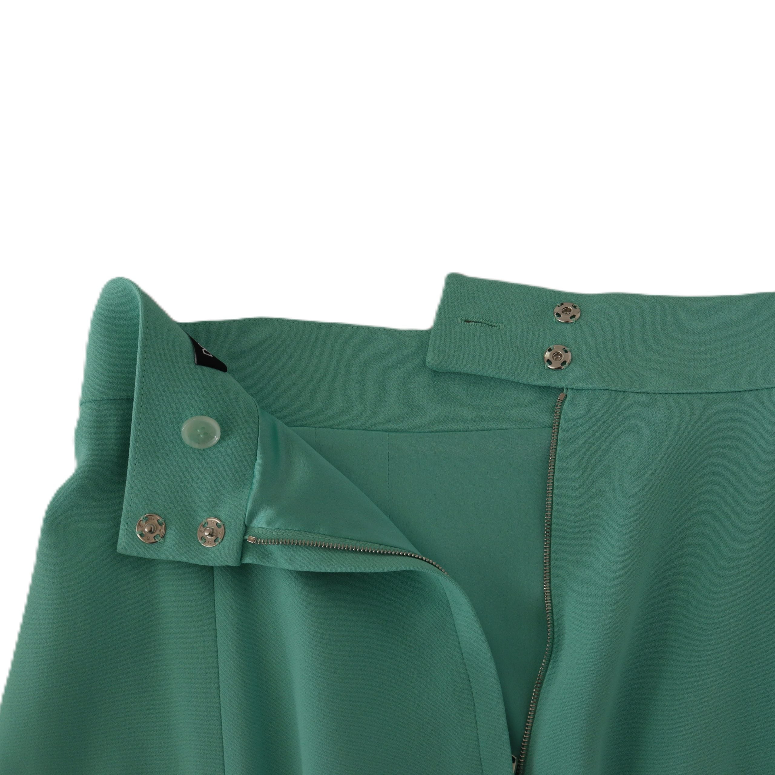 Mint Green Viscose Pencil Cut Midi Skirt - ventzia