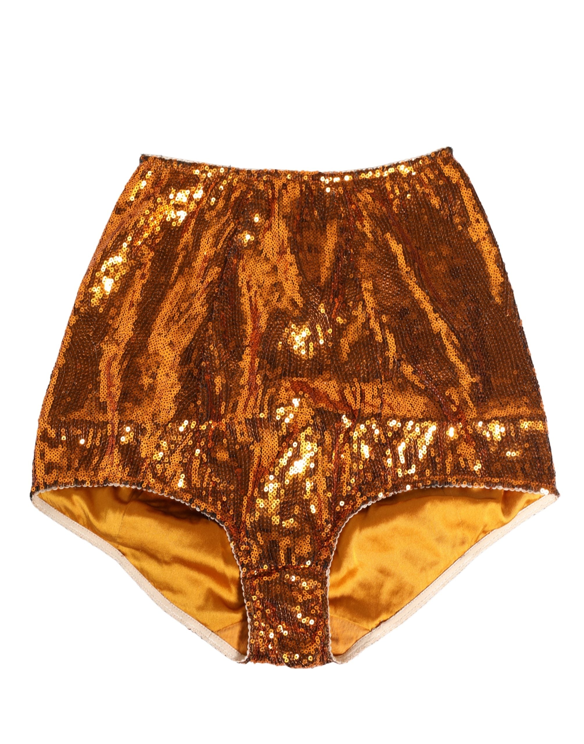 Orange Sequin Nylon High Waist Girdle Underwear - ventzia