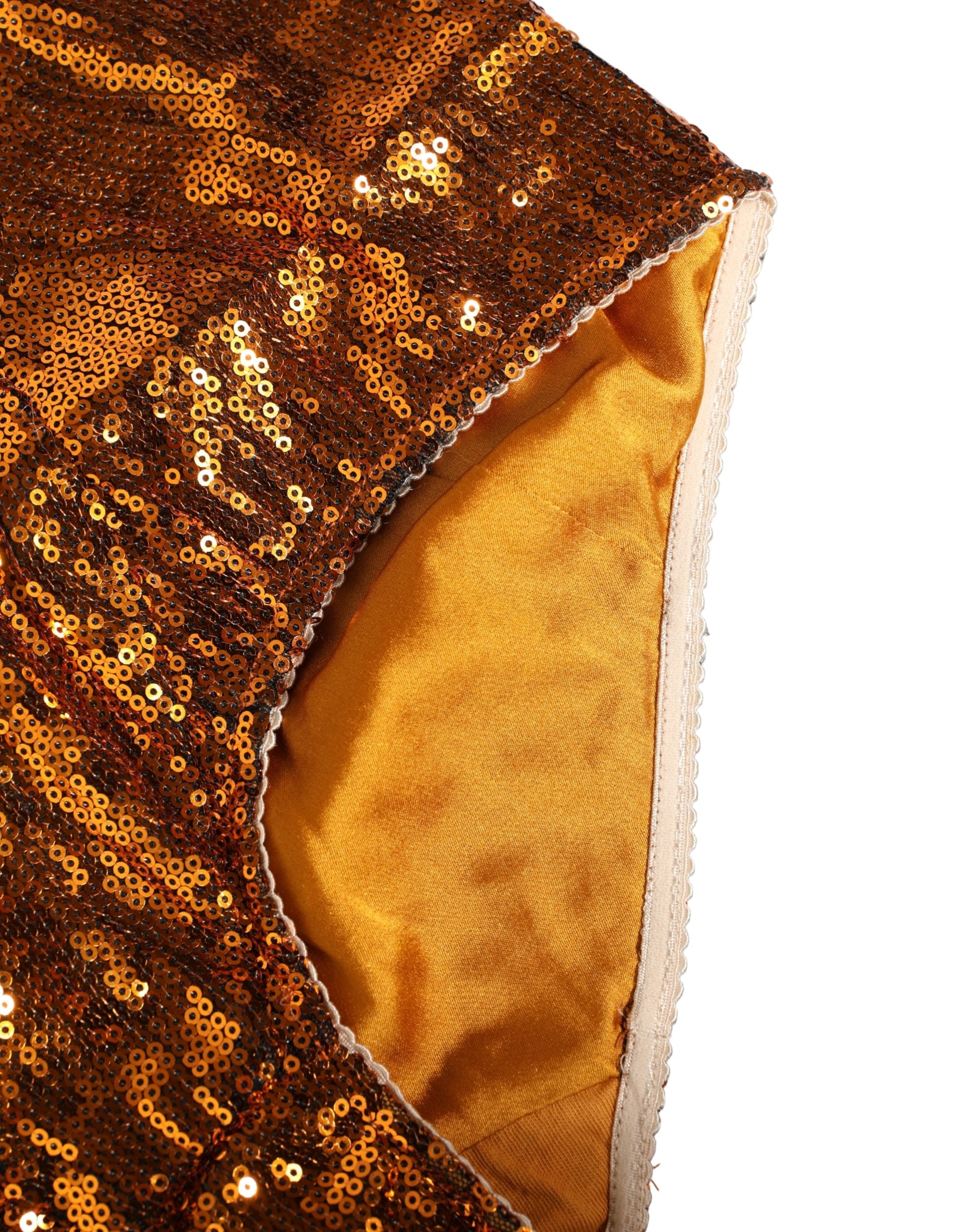Orange Sequin Nylon High Waist Girdle Underwear - ventzia