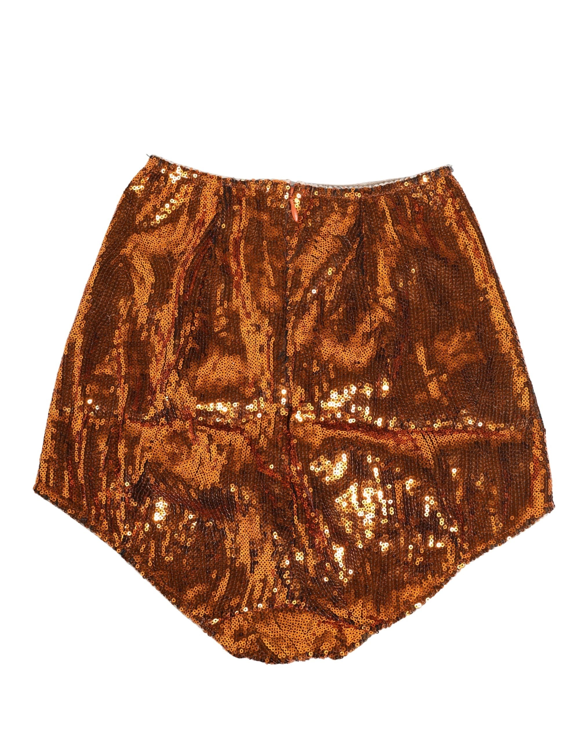 Orange Sequin Nylon High Waist Girdle Underwear - ventzia