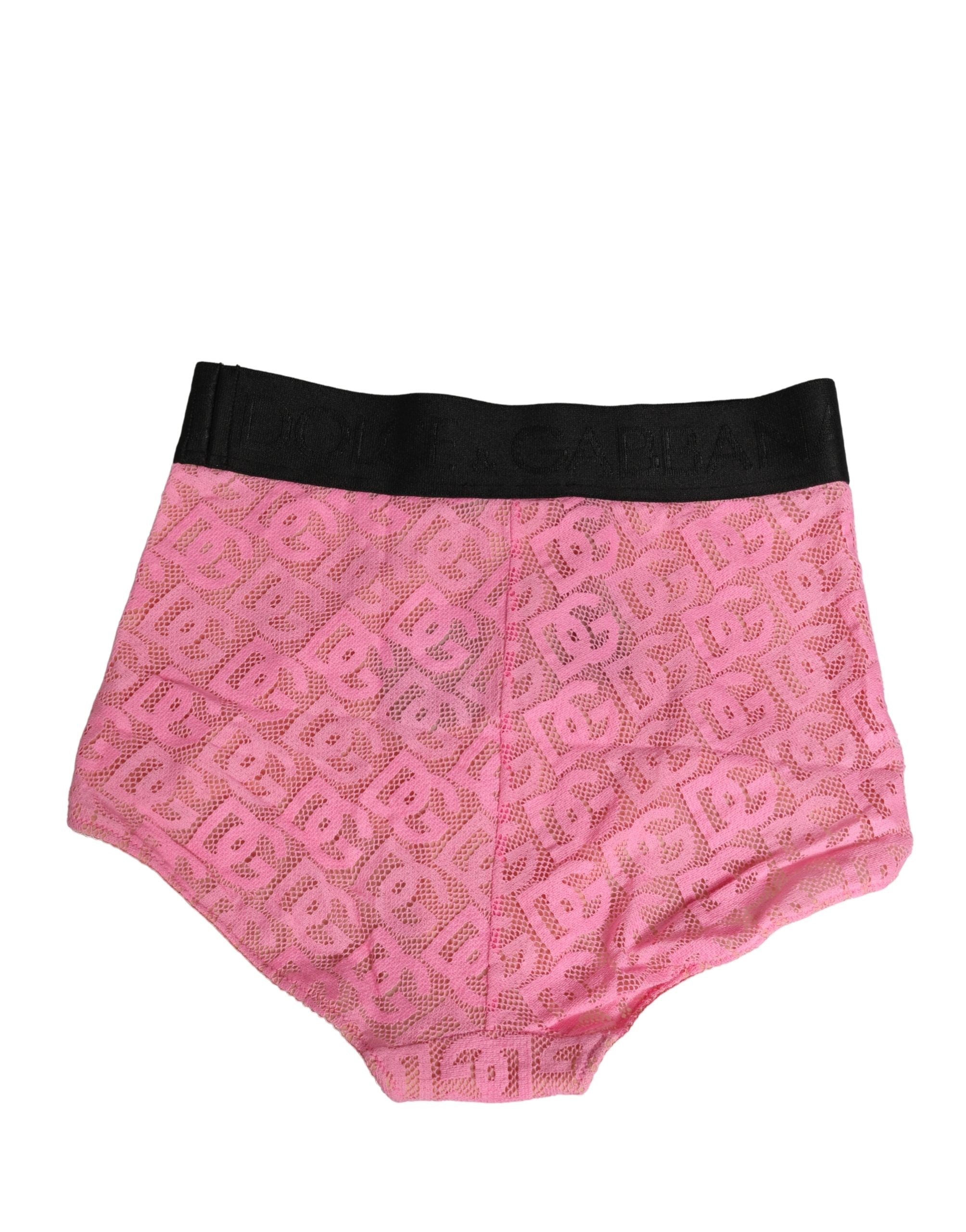 Pink Cotton DG Logo High Waist Girdle Underwear - ventzia