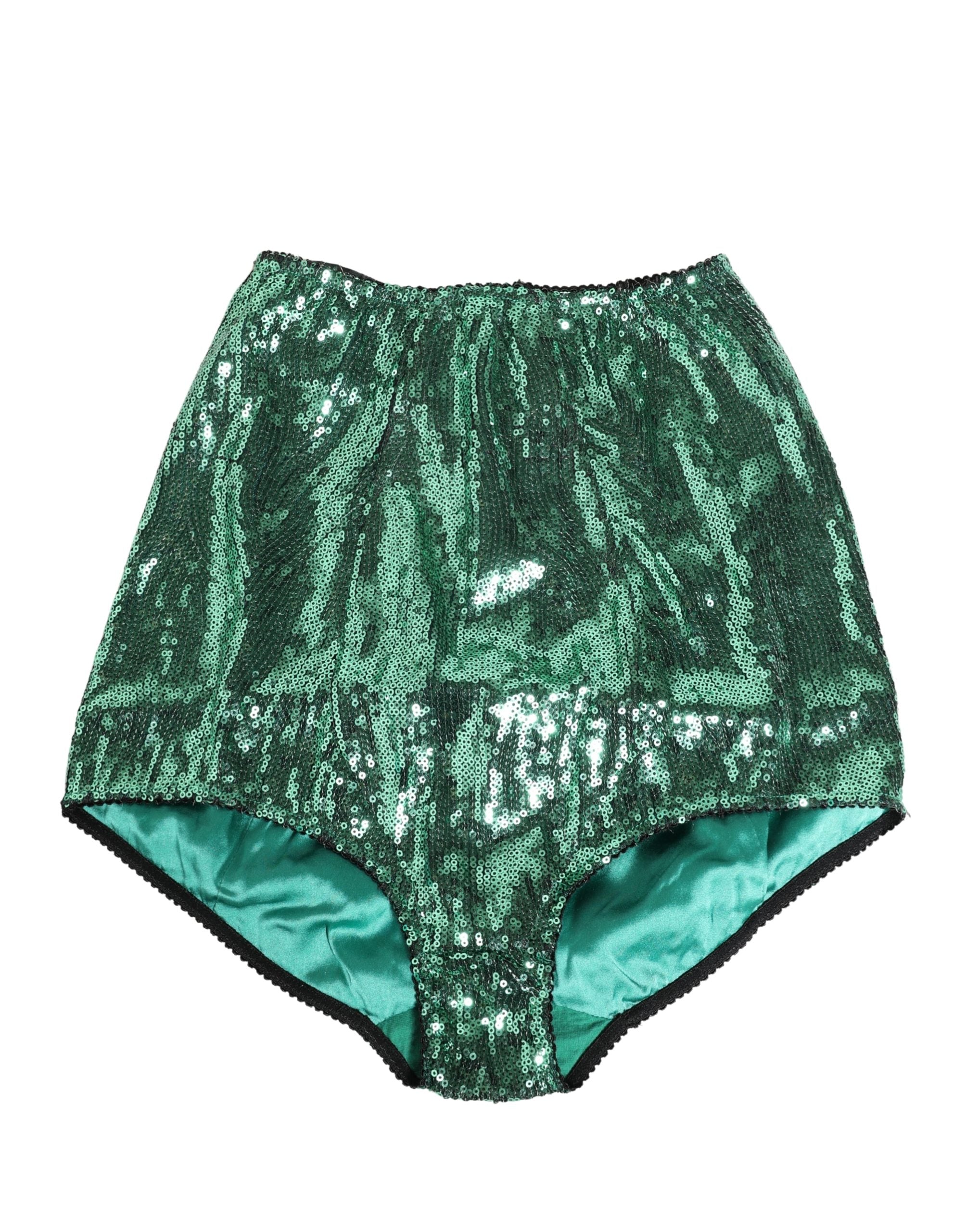 Green Sequin Nylon High Waist Girdle Underwear - ventzia