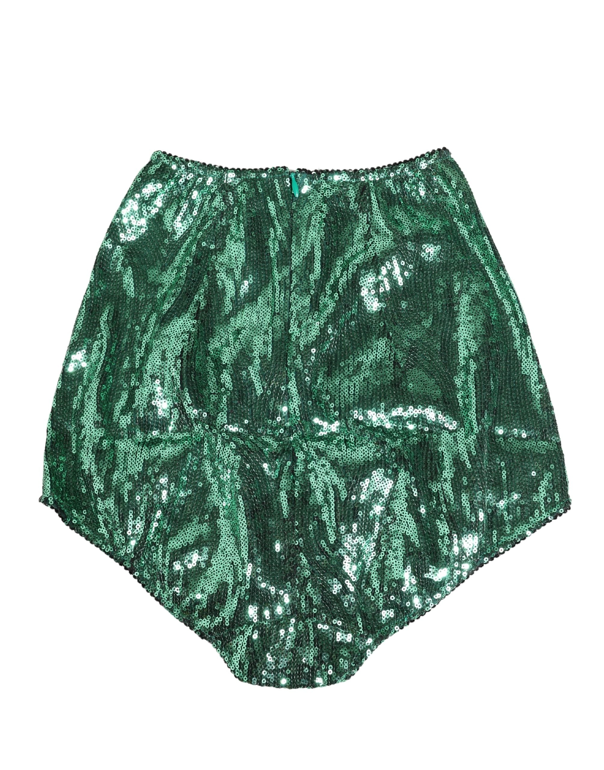 Green Sequin Nylon High Waist Girdle Underwear - ventzia