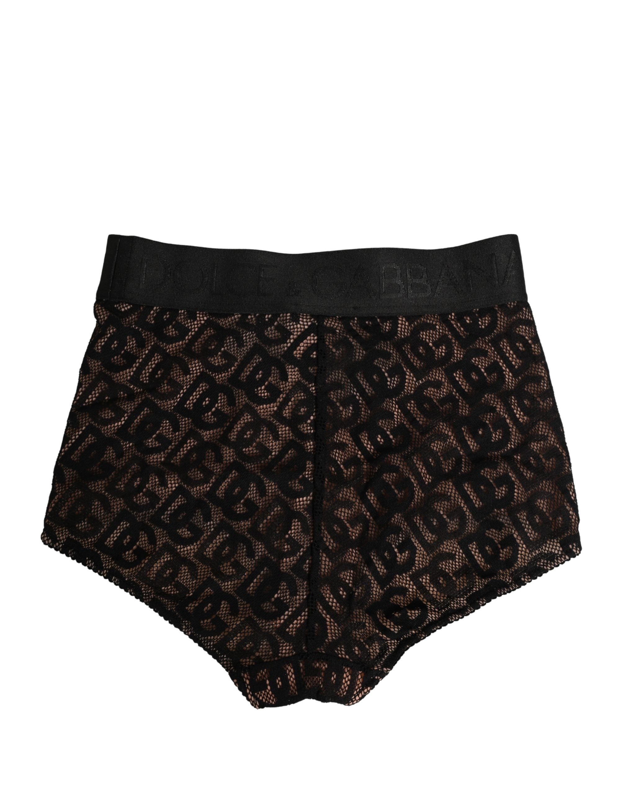 Black Cotton DG Logo High Waist Girdle Underwear - ventzia