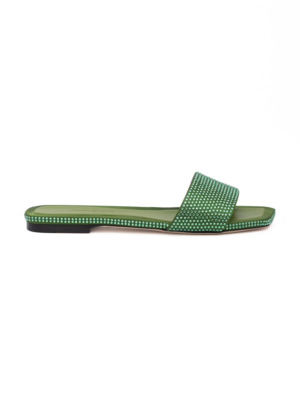 Green Satin Crystal Clovis Flat - ventzia