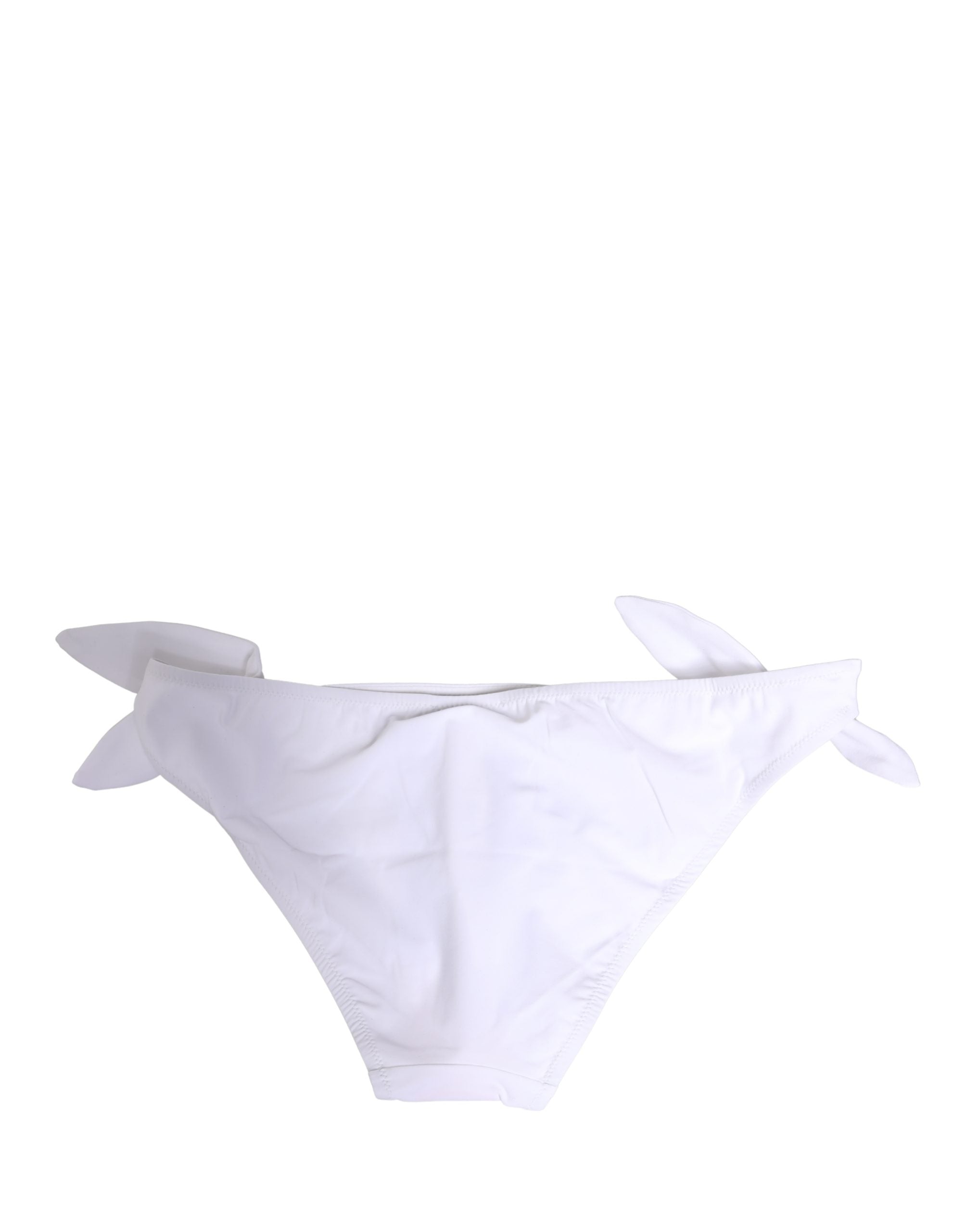 White Nylon DG Logo Plaque Bikini Bottom Swimwear - ventzia