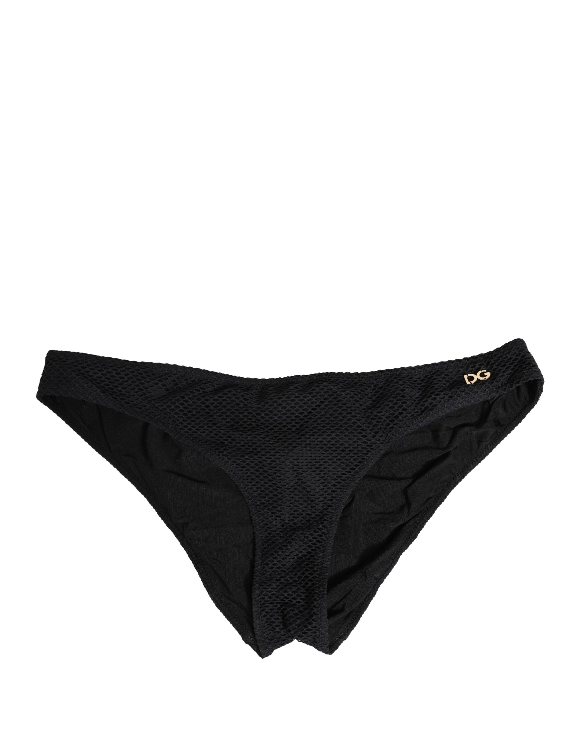 Black Nylon DG Logo Plaque Regular Brief Underwear - ventzia