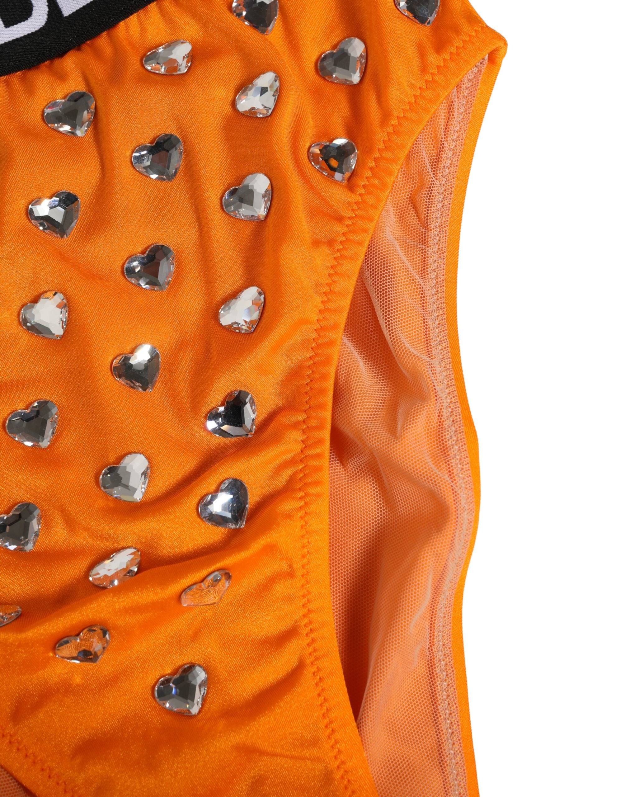 Orange Crystal High Waist Brief Panty Underwear - ventzia