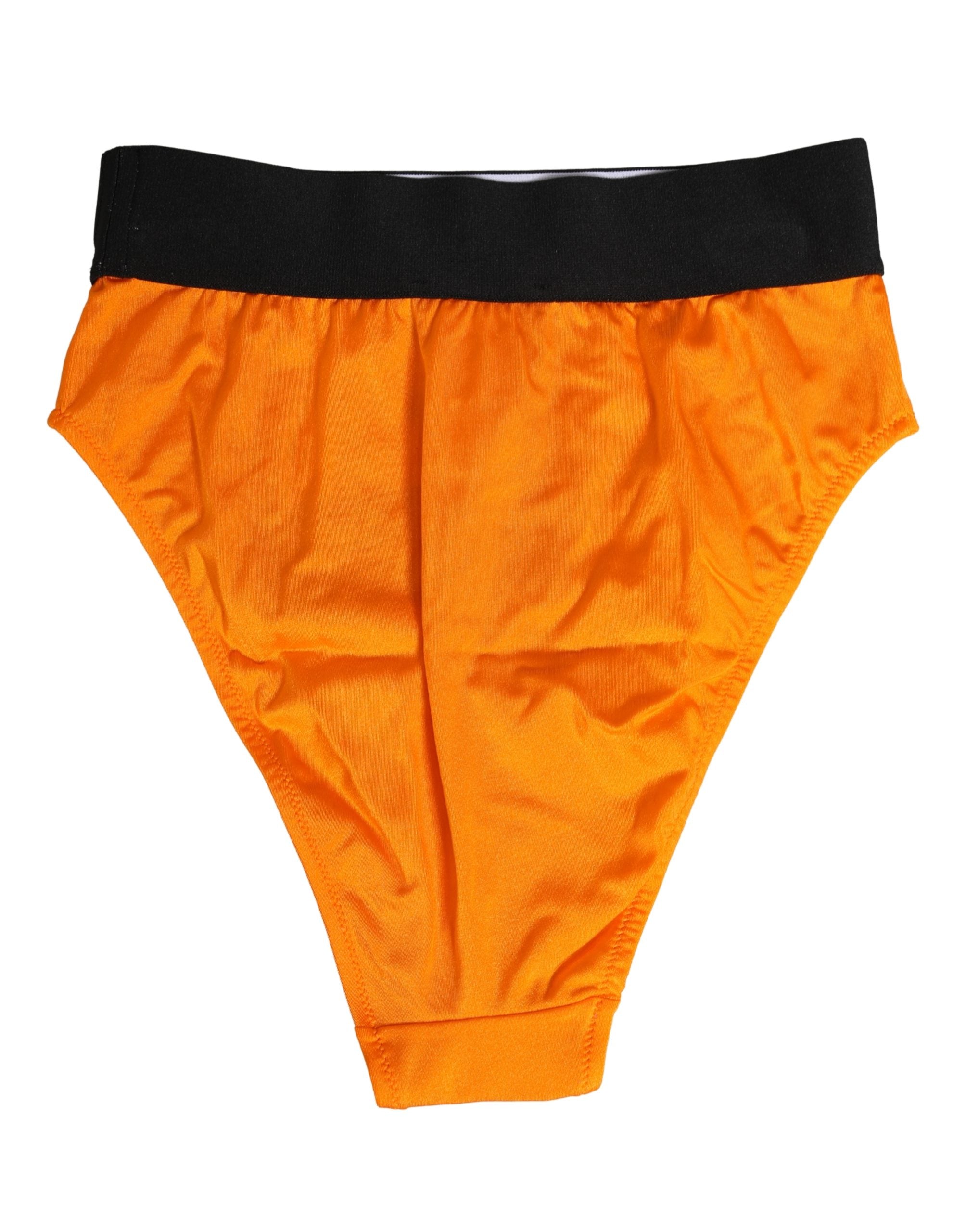 Orange Crystal High Waist Brief Panty Underwear - ventzia