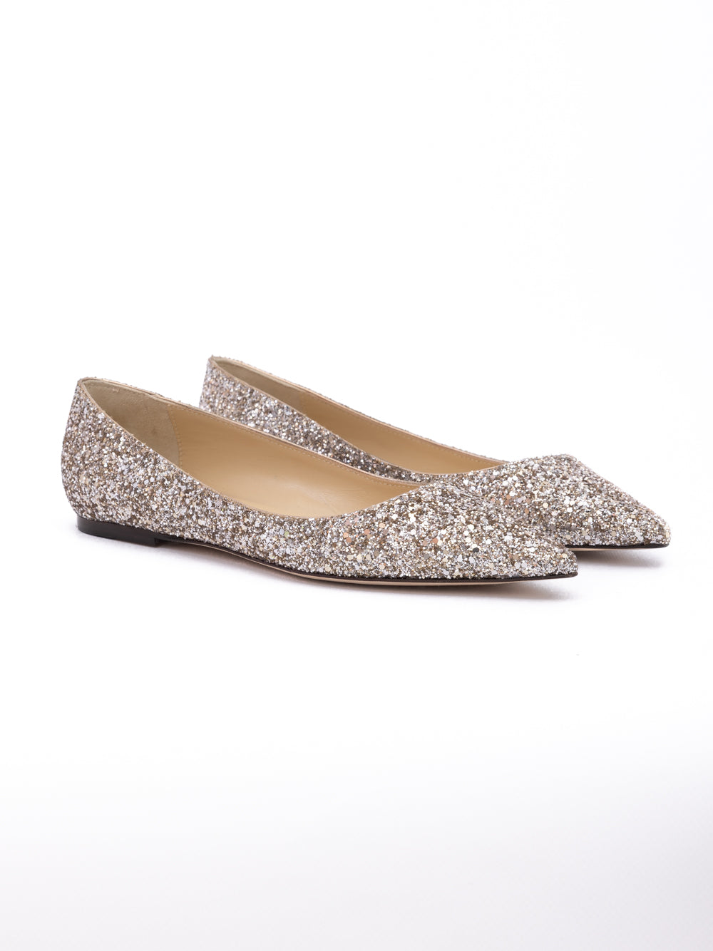 Rose Gold Glitter Fabric Alina Ballet Flat - ventzia