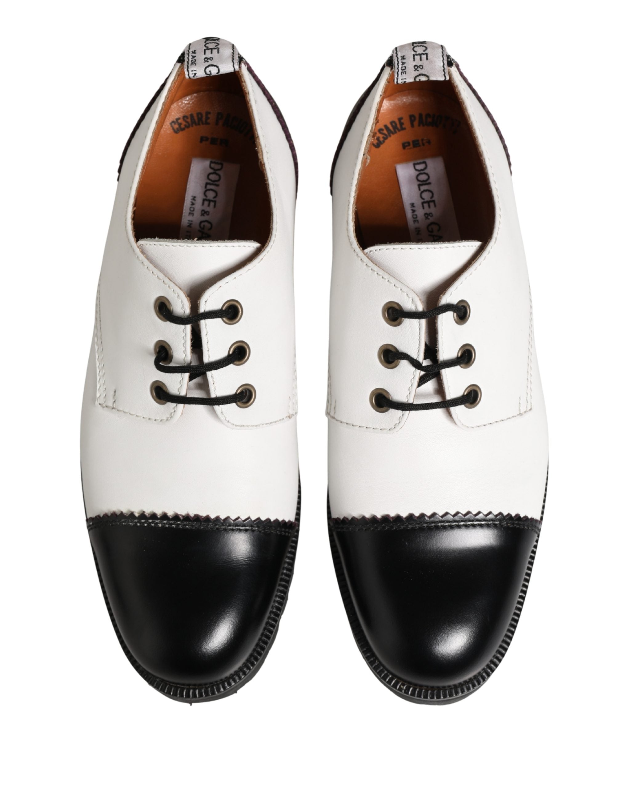 Black White Leather Derby Shoes - ventzia