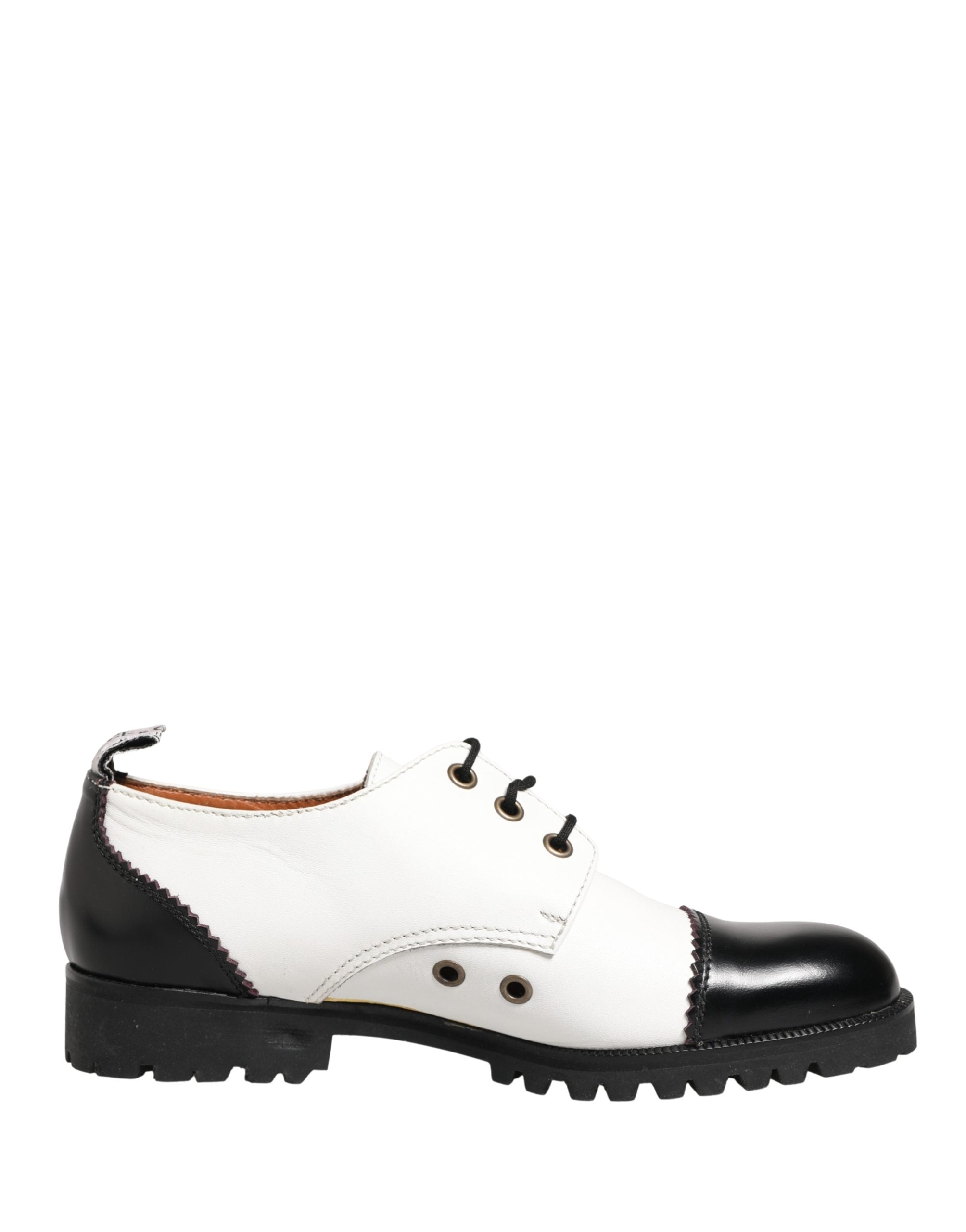 Black White Leather Derby Shoes - ventzia