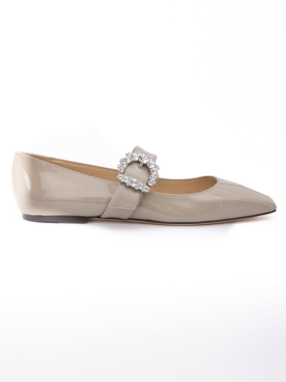 Taupe Grey Patent Leather Chery Ballet Flat - ventzia