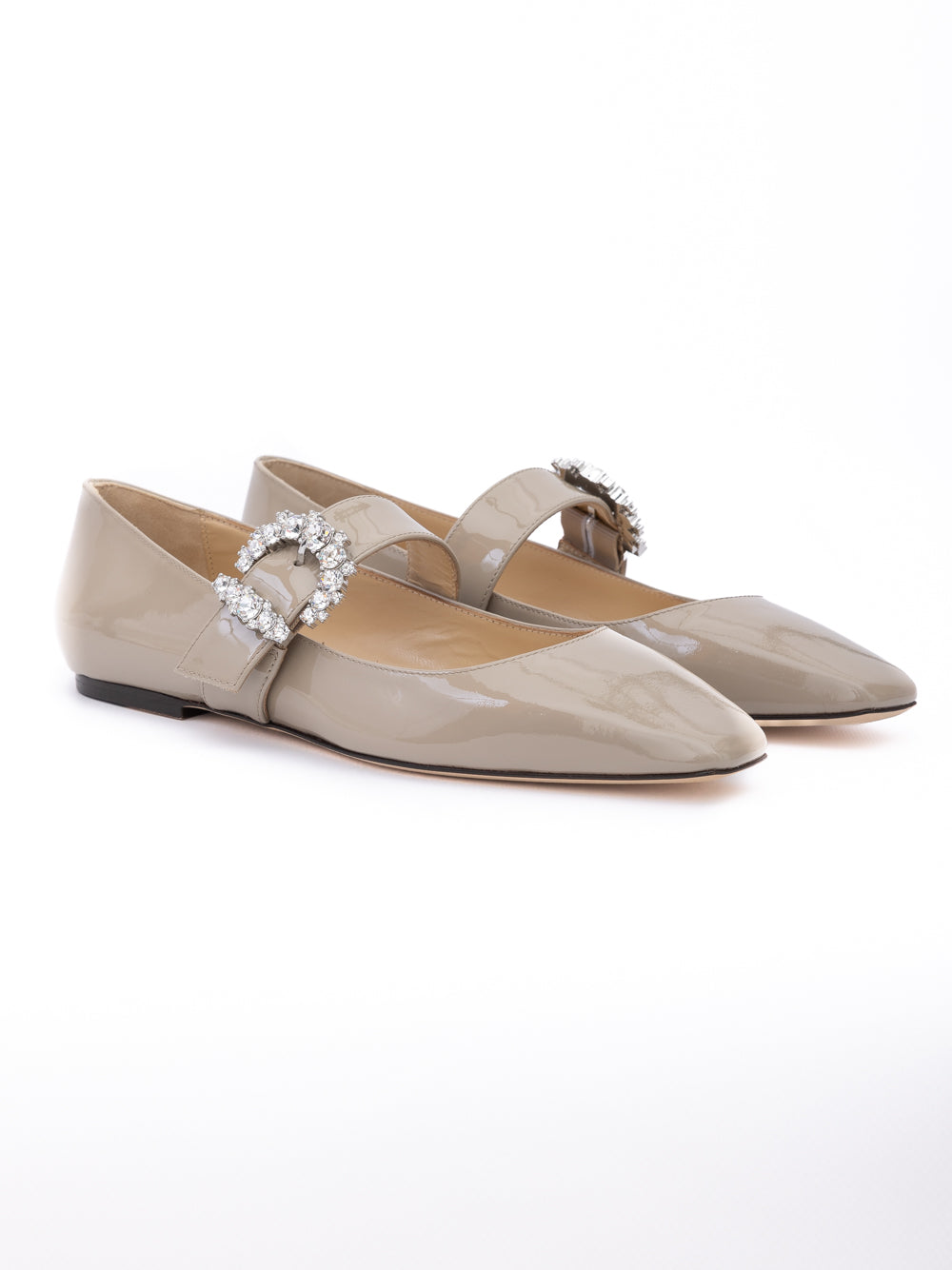 Taupe Grey Patent Leather Chery Ballet Flat - ventzia