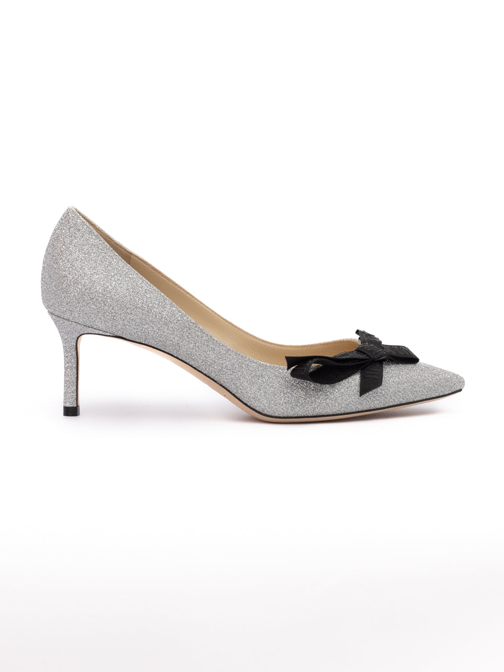 Silver Fine Glitter Fabric Romy 60 Pumps - ventzia