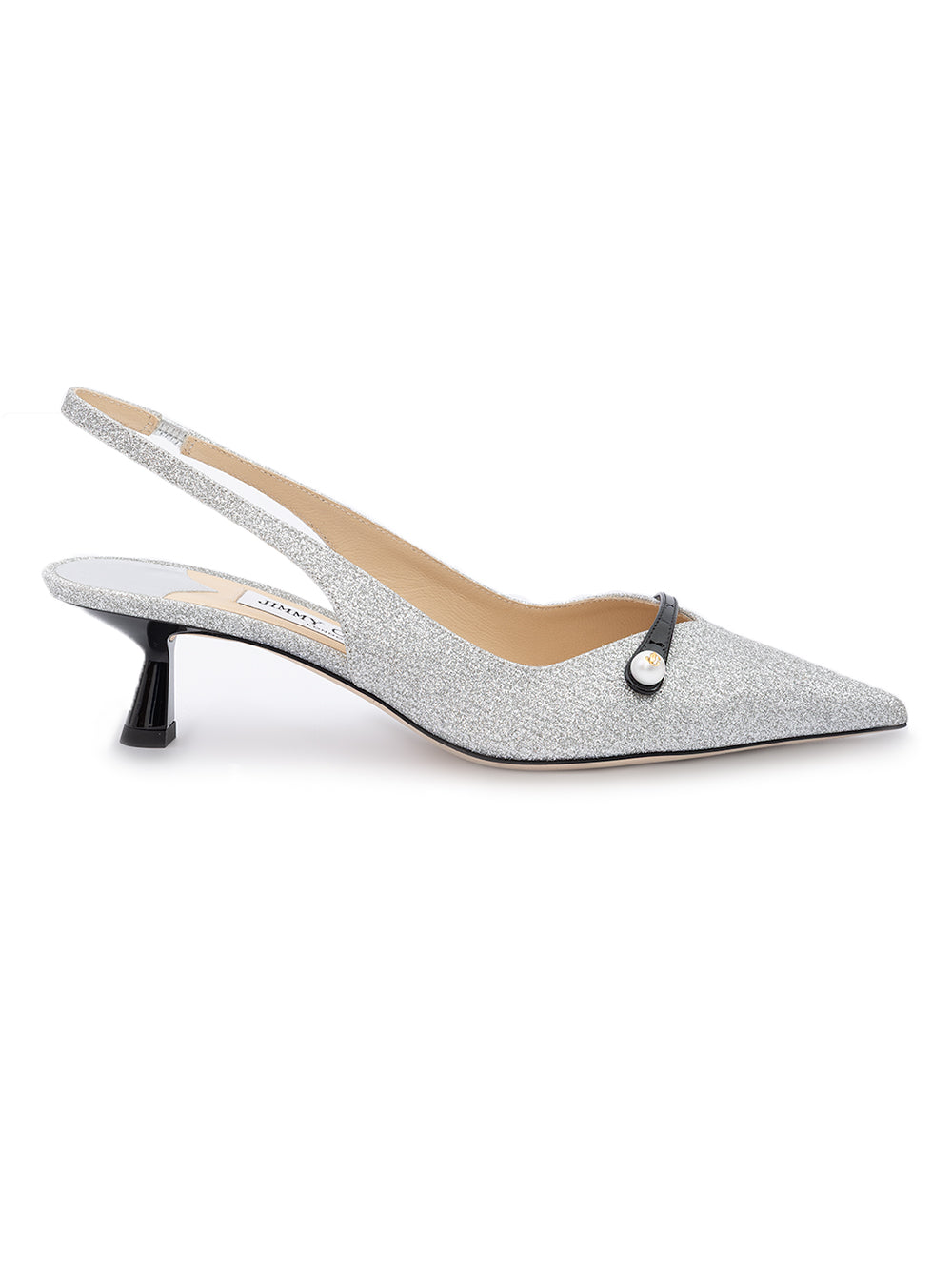 Silver Fine Glitter Amita 45 Slingback Pumps - ventzia