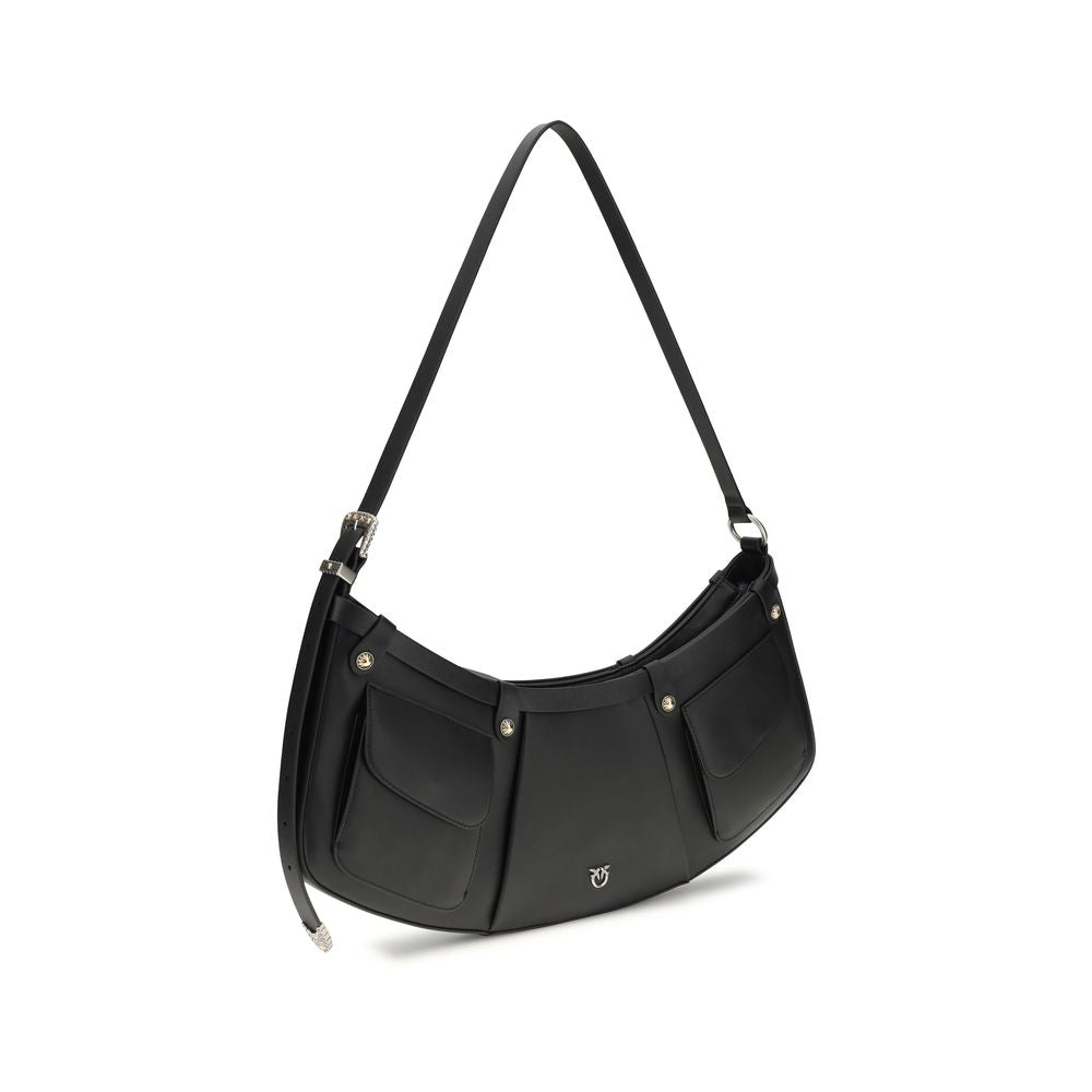 Black Calf Leather Bos Taurus Shoulder Bag - ventzia