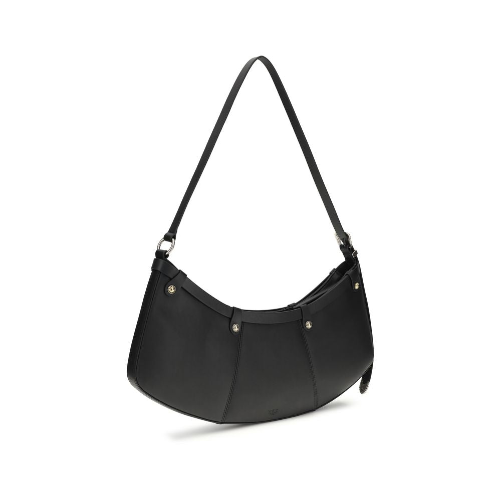 Black Calf Leather Bos Taurus Shoulder Bag - ventzia