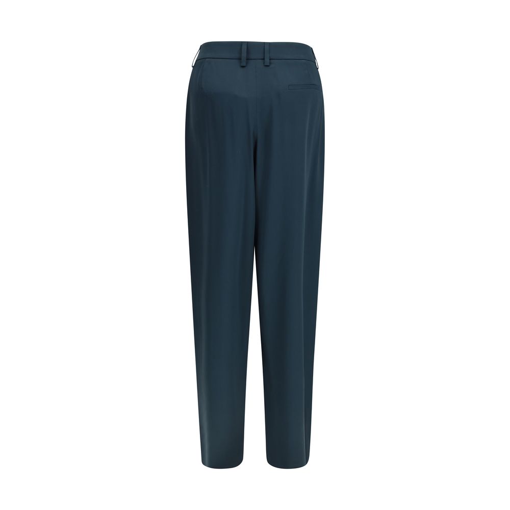 Blue Silk Casual Pants - ventzia