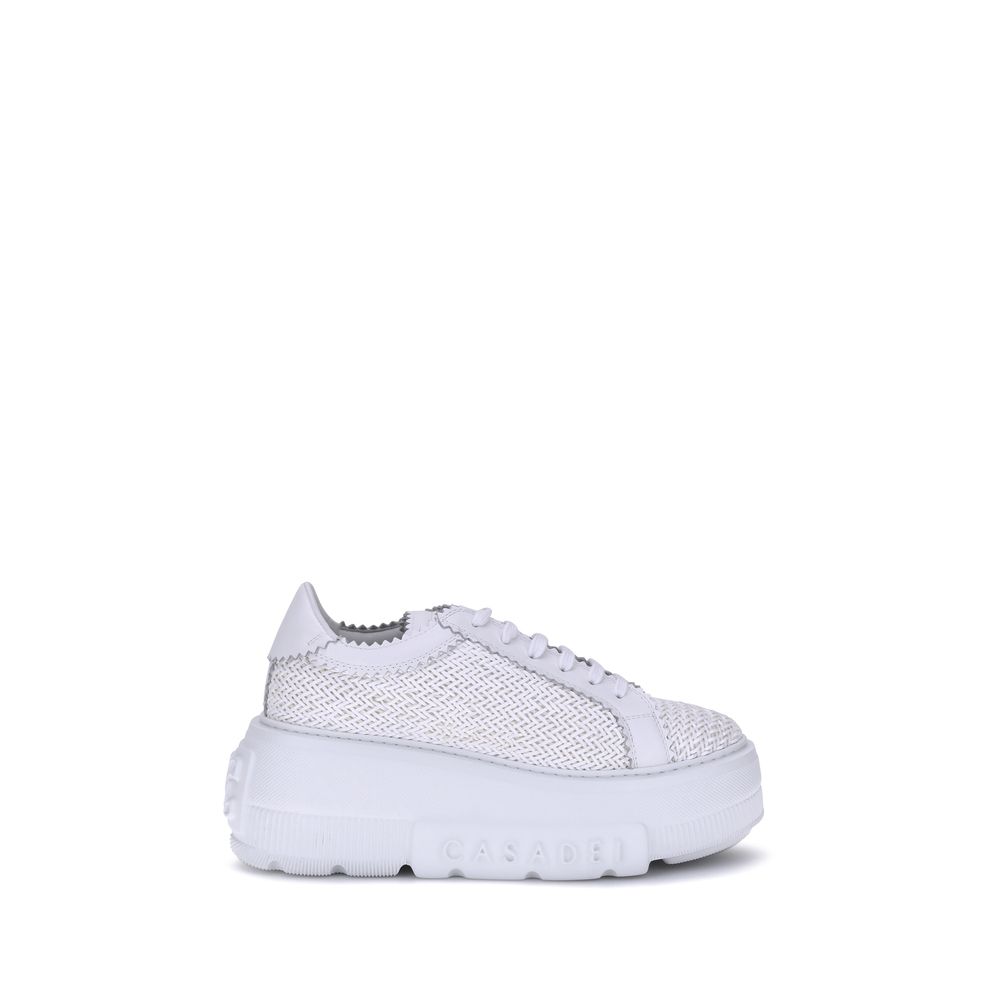 White Other Fibres Platform Sneakers - ventzia