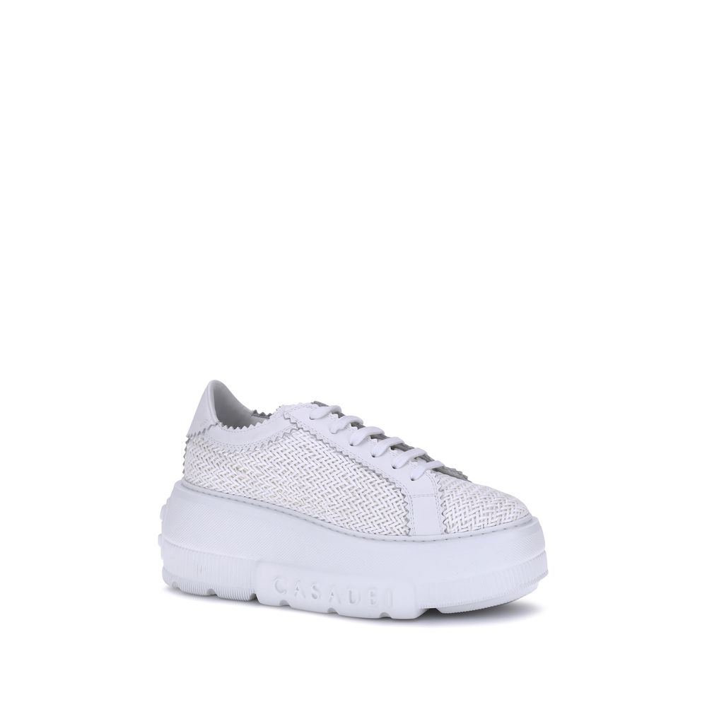 White Other Fibres Platform Sneakers - ventzia