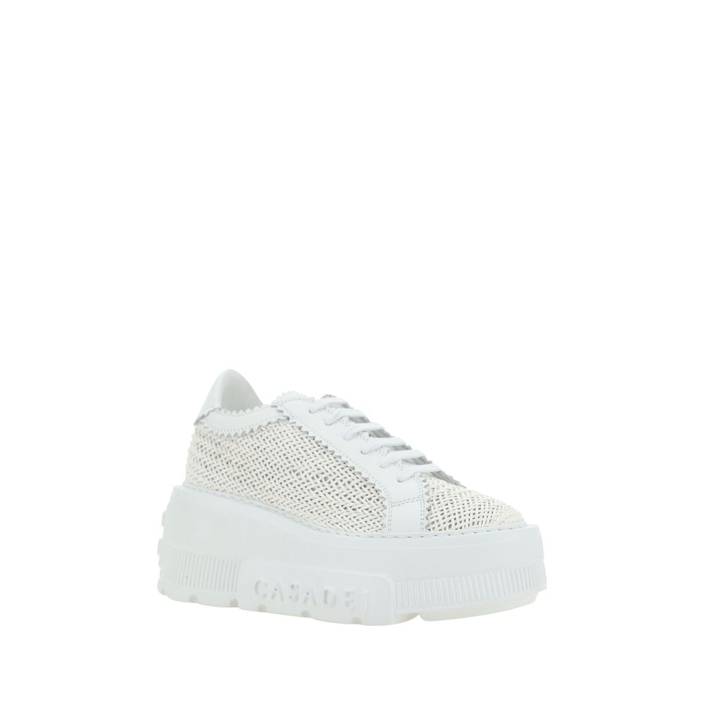 White Other Fibres Platform Sneakers - ventzia