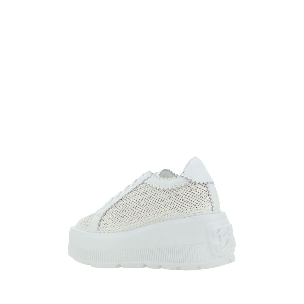 White Other Fibres Platform Sneakers - ventzia