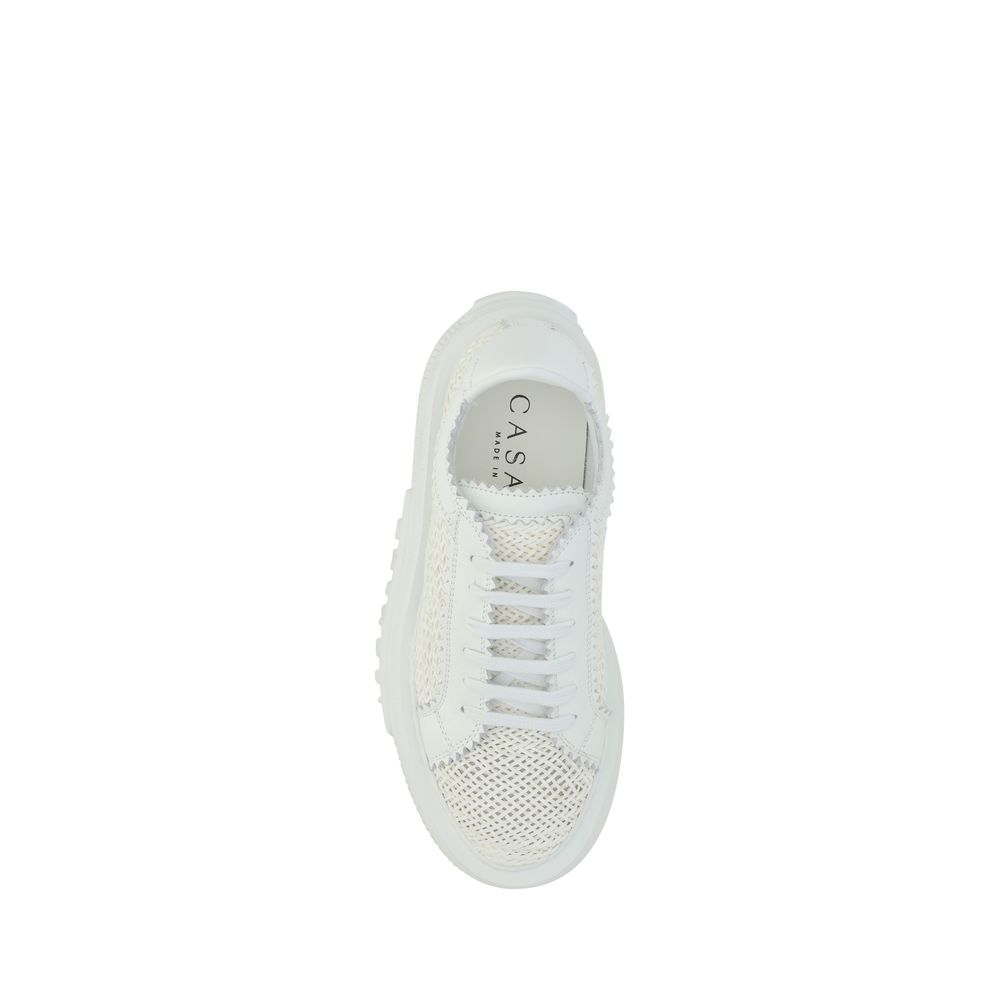 White Other Fibres Platform Sneakers - ventzia