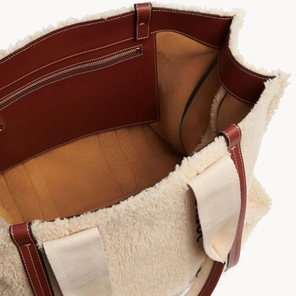Beige Lamb Fur Tote Bag - ventzia