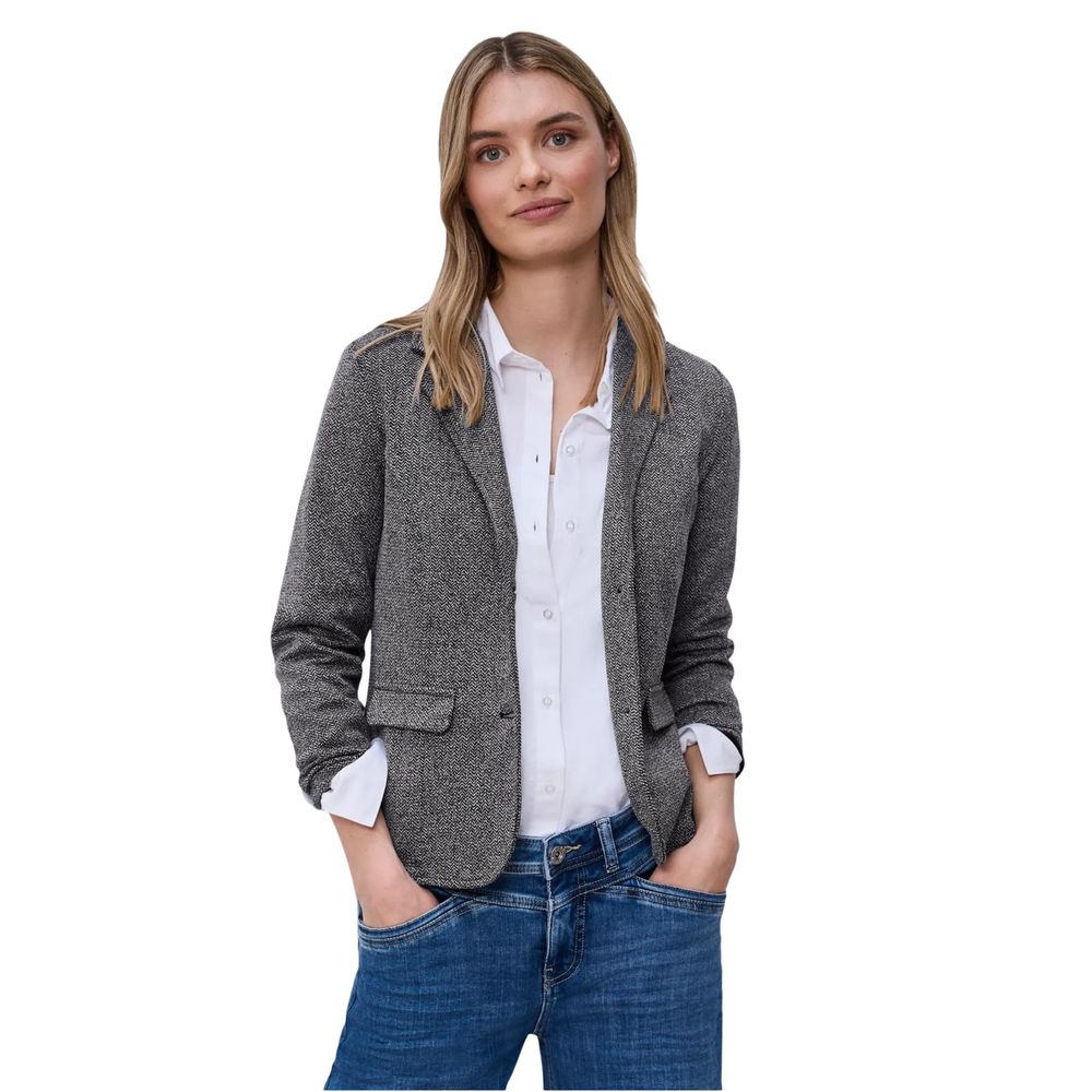 Blue Polyester Blazer - ventzia
