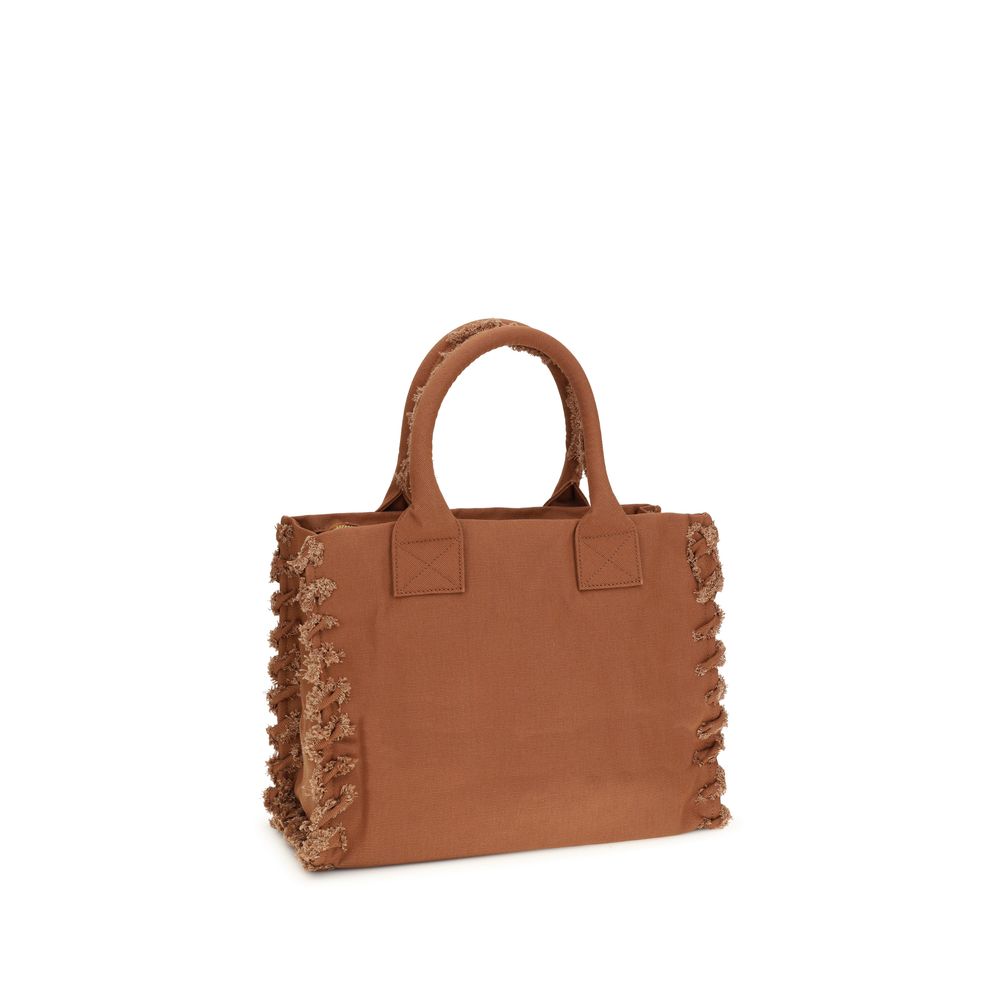 Brown Cotton Shoulder Bag - ventzia