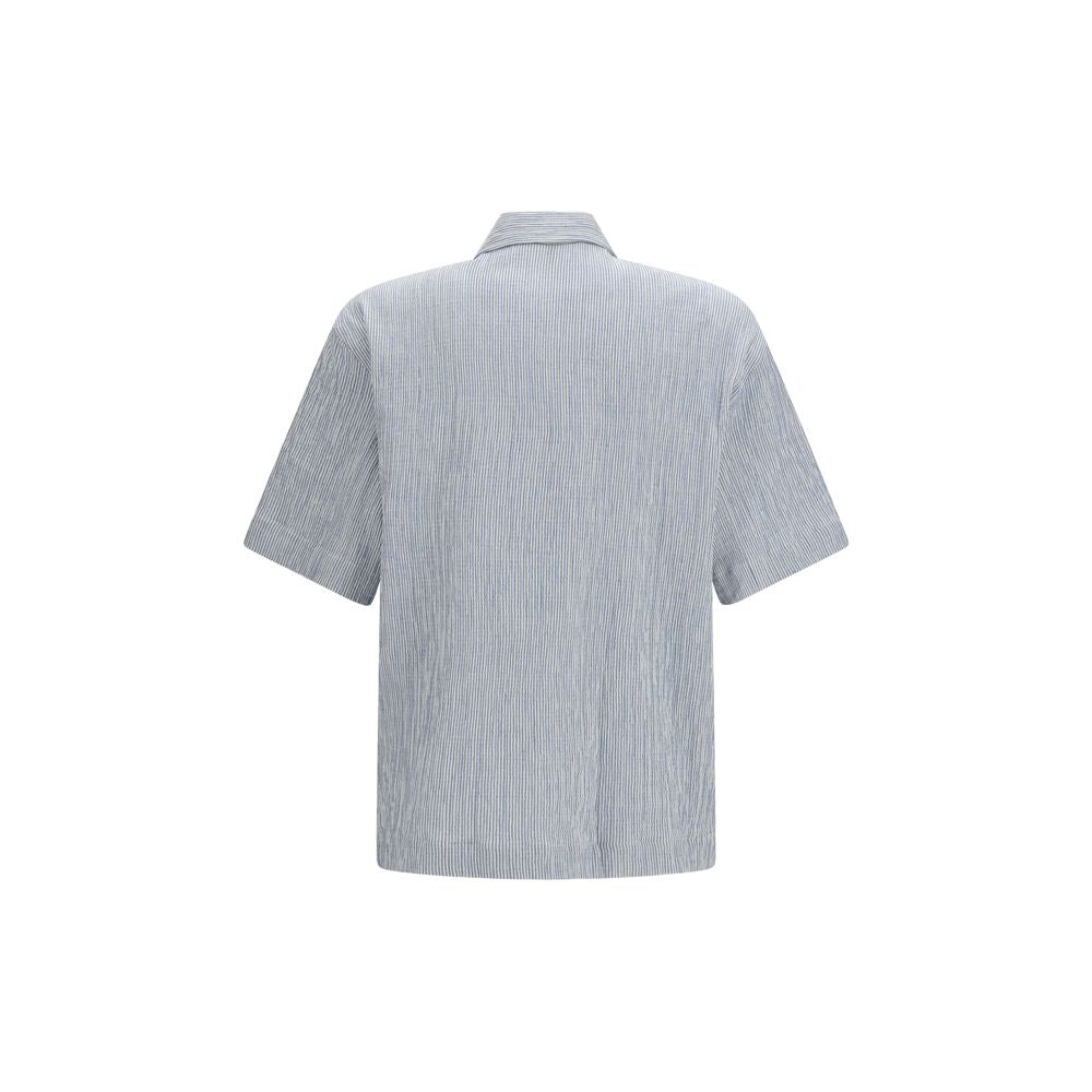 Blue Cotton Shortsleeve Shirt - ventzia