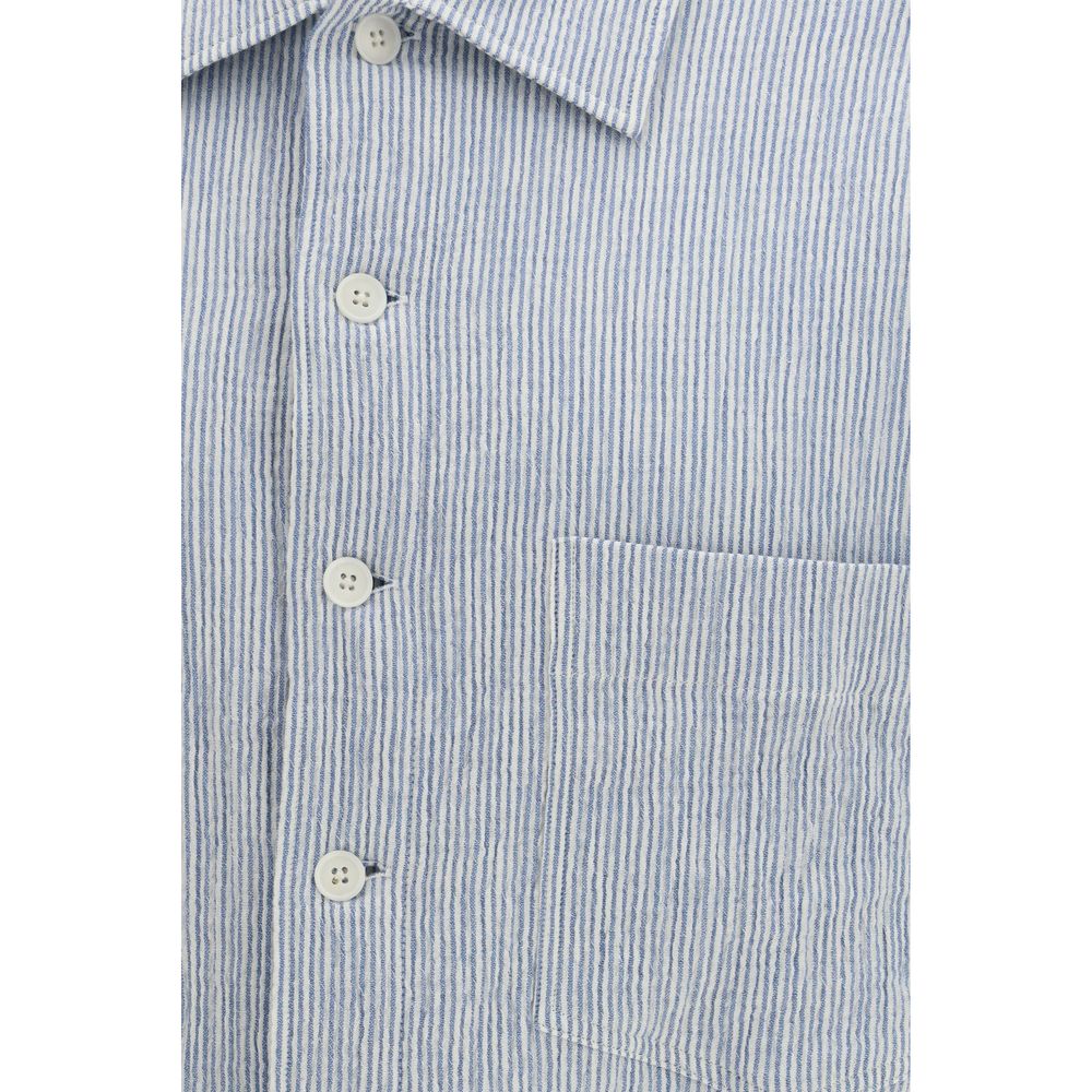 Blue Cotton Shortsleeve Shirt - ventzia