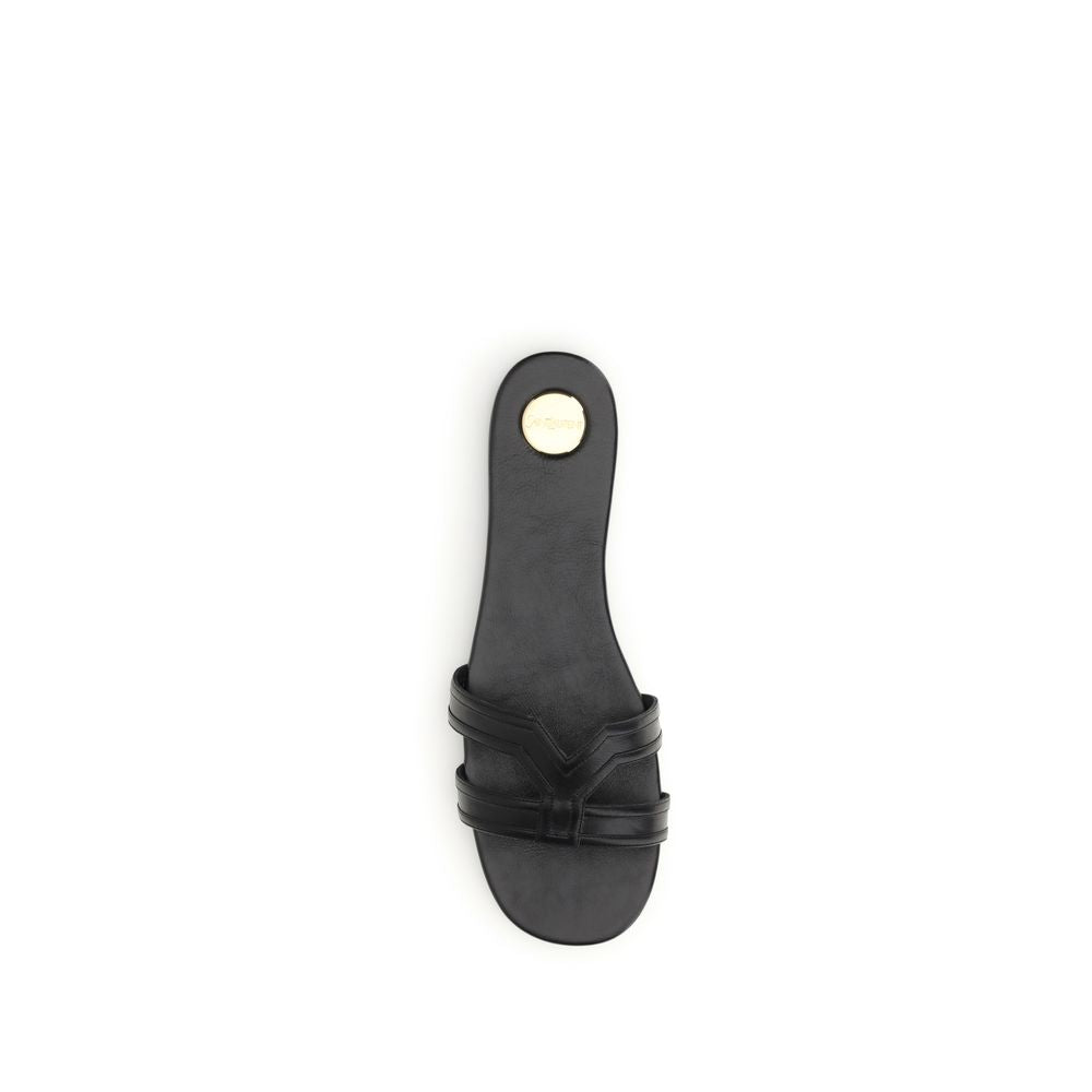 Black Calf Leather Bos Taurus Sandals - ventzia