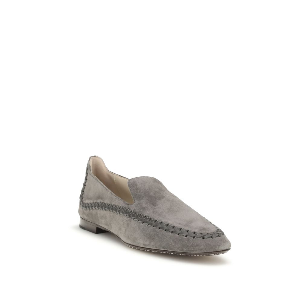 Gray Calf Leather Bos Taurus Slip-On Loafers - ventzia