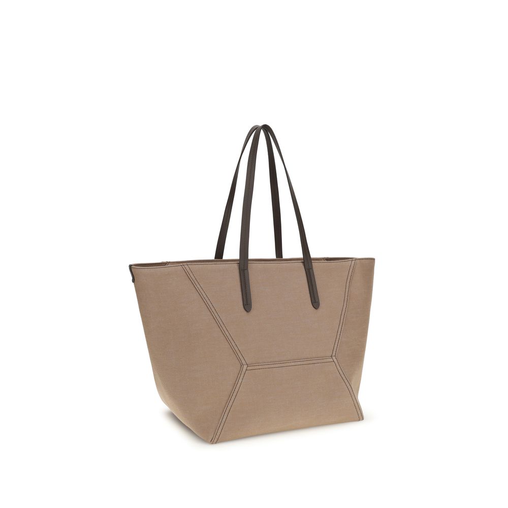 Beige Cotton Shoulder Bag - ventzia