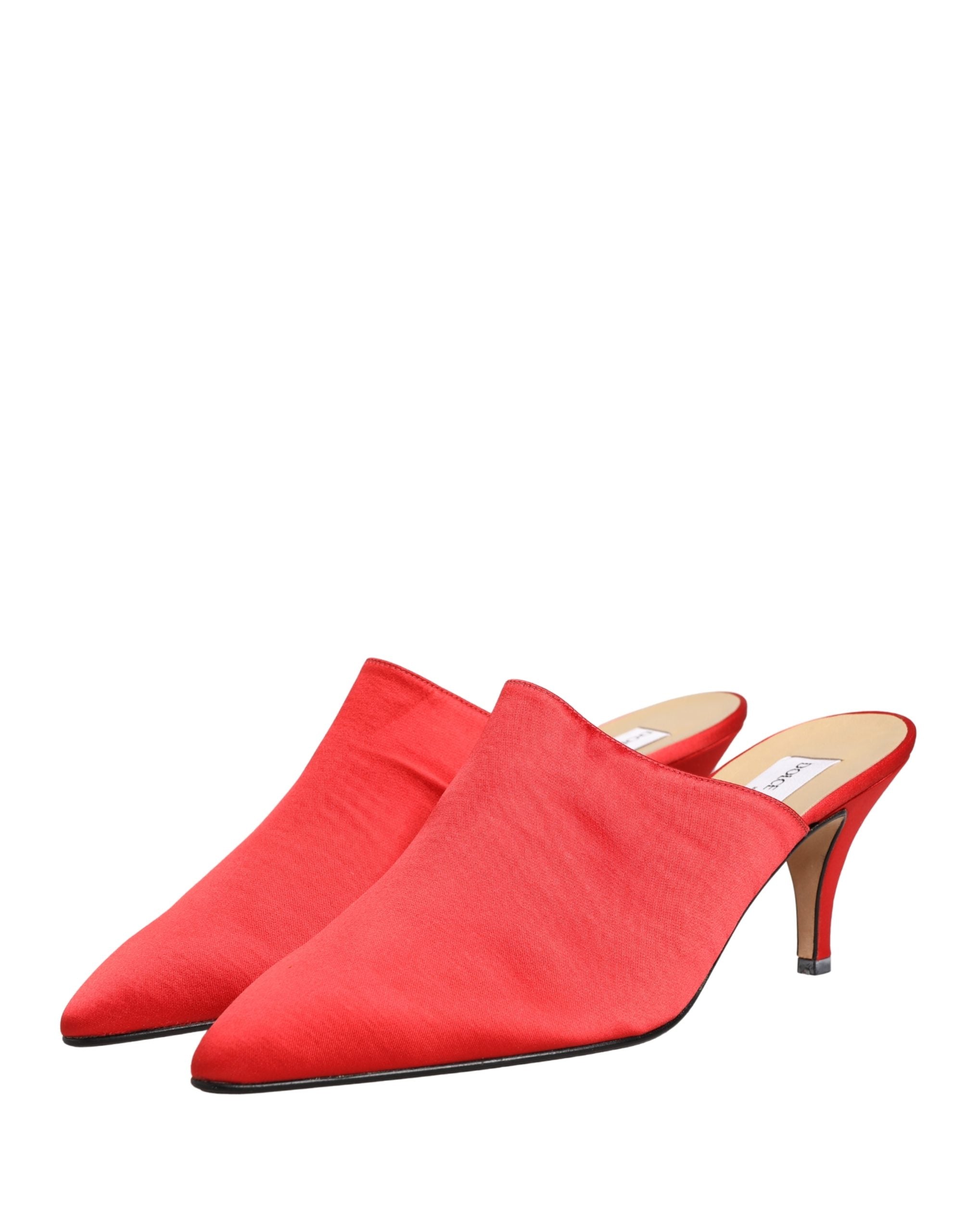 Red Suede Heel Mule Shoes - ventzia
