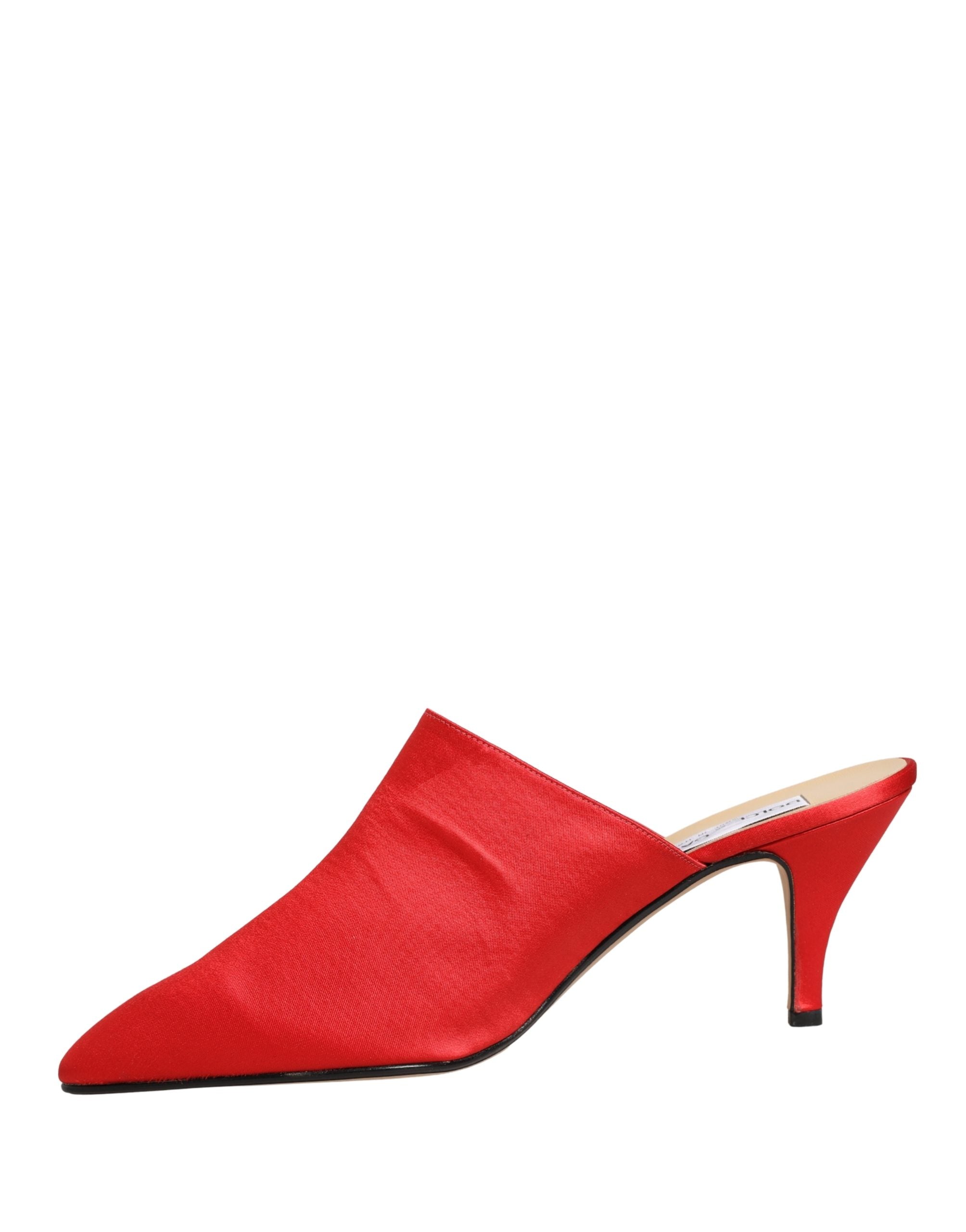 Red Suede Heel Mule Shoes - ventzia