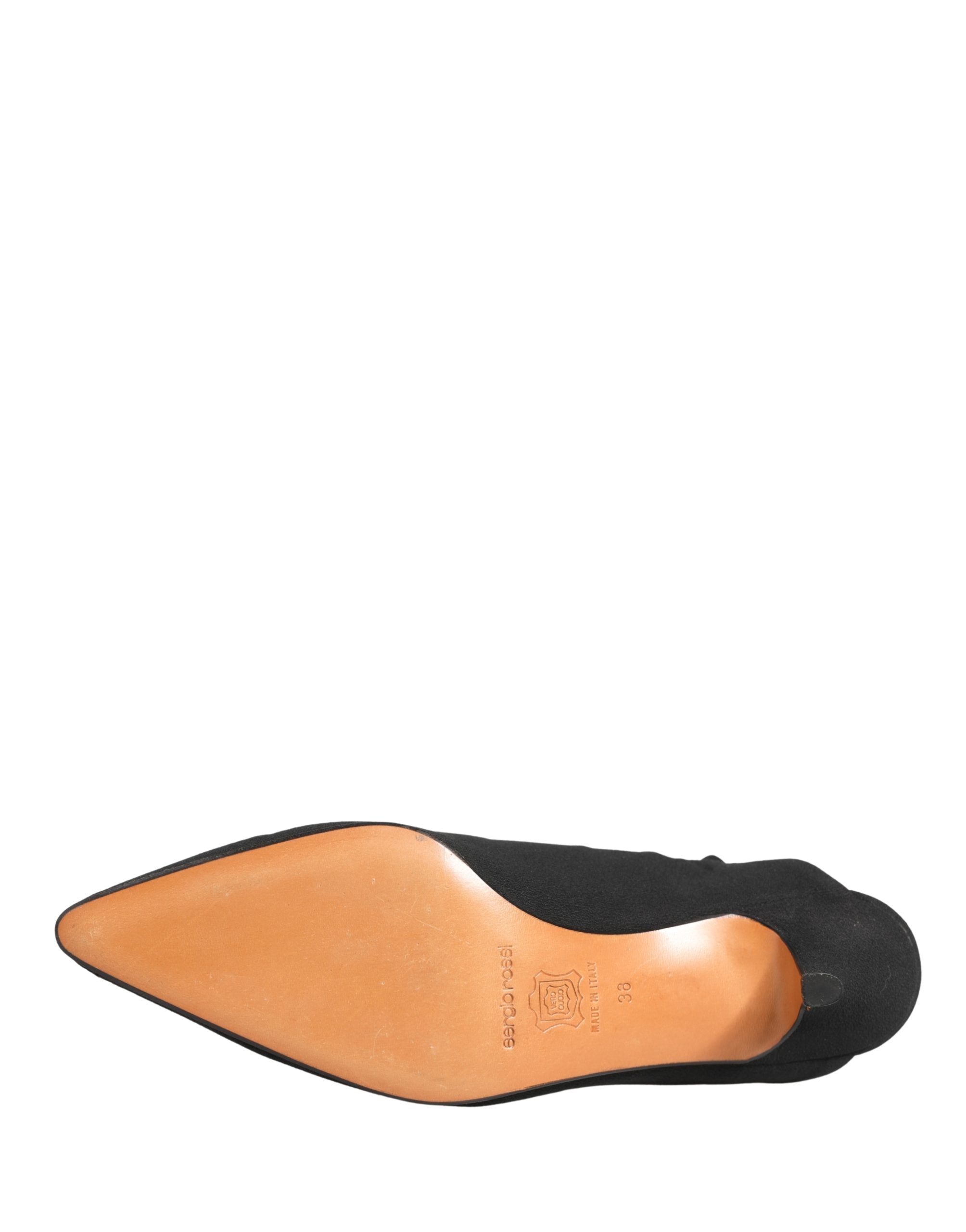 Black Suede Heel Mule Shoes - ventzia