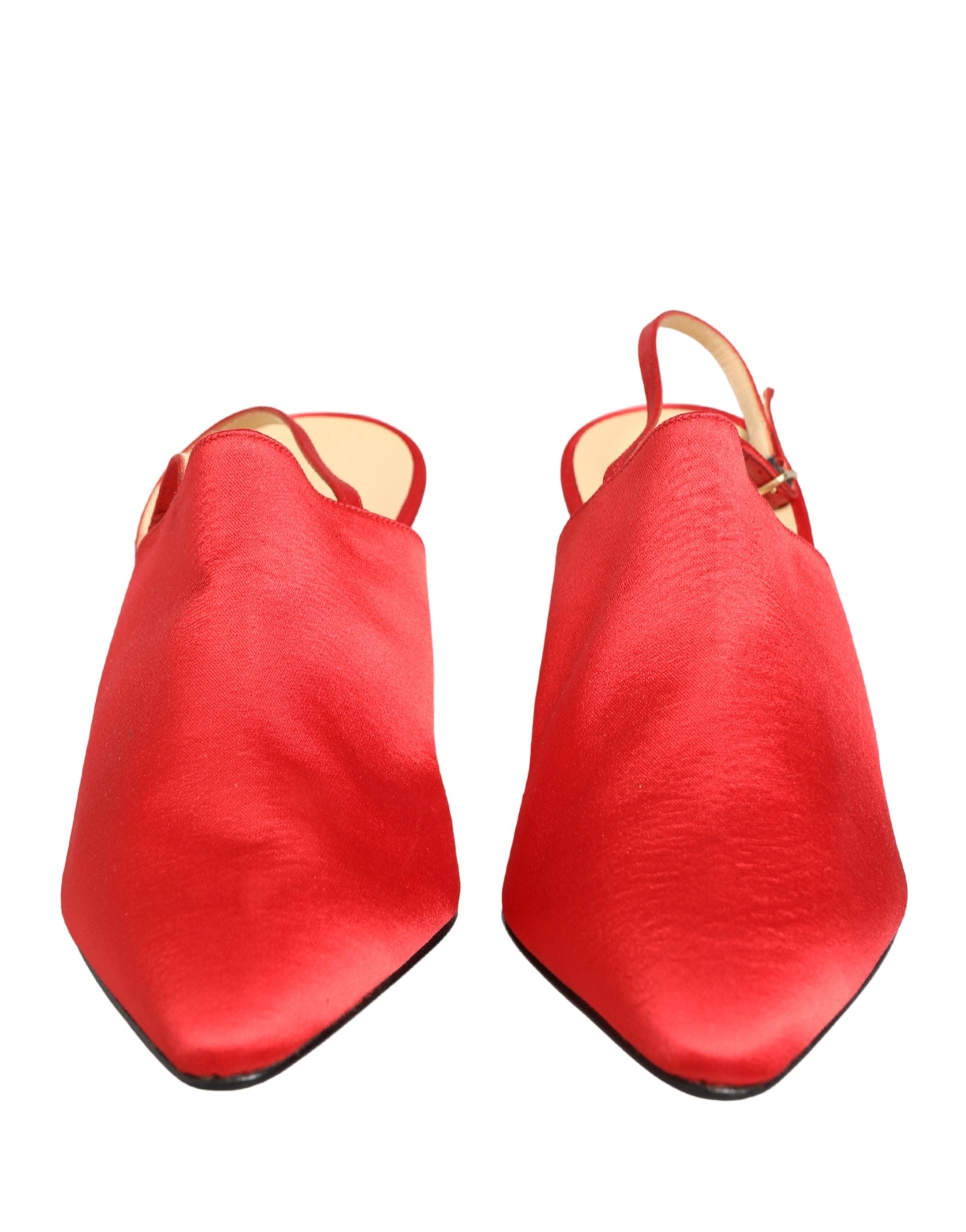 Red Suede Heel Slingback Shoes - ventzia