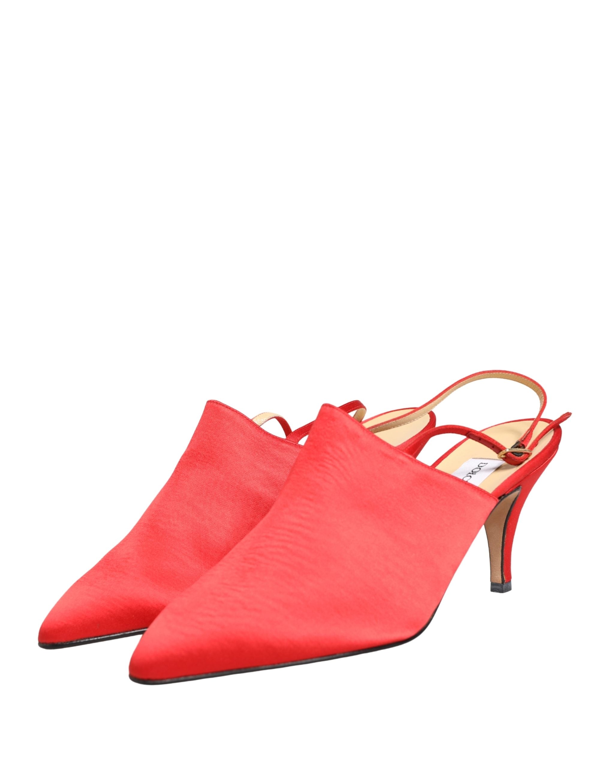 Red Suede Heel Slingback Shoes - ventzia