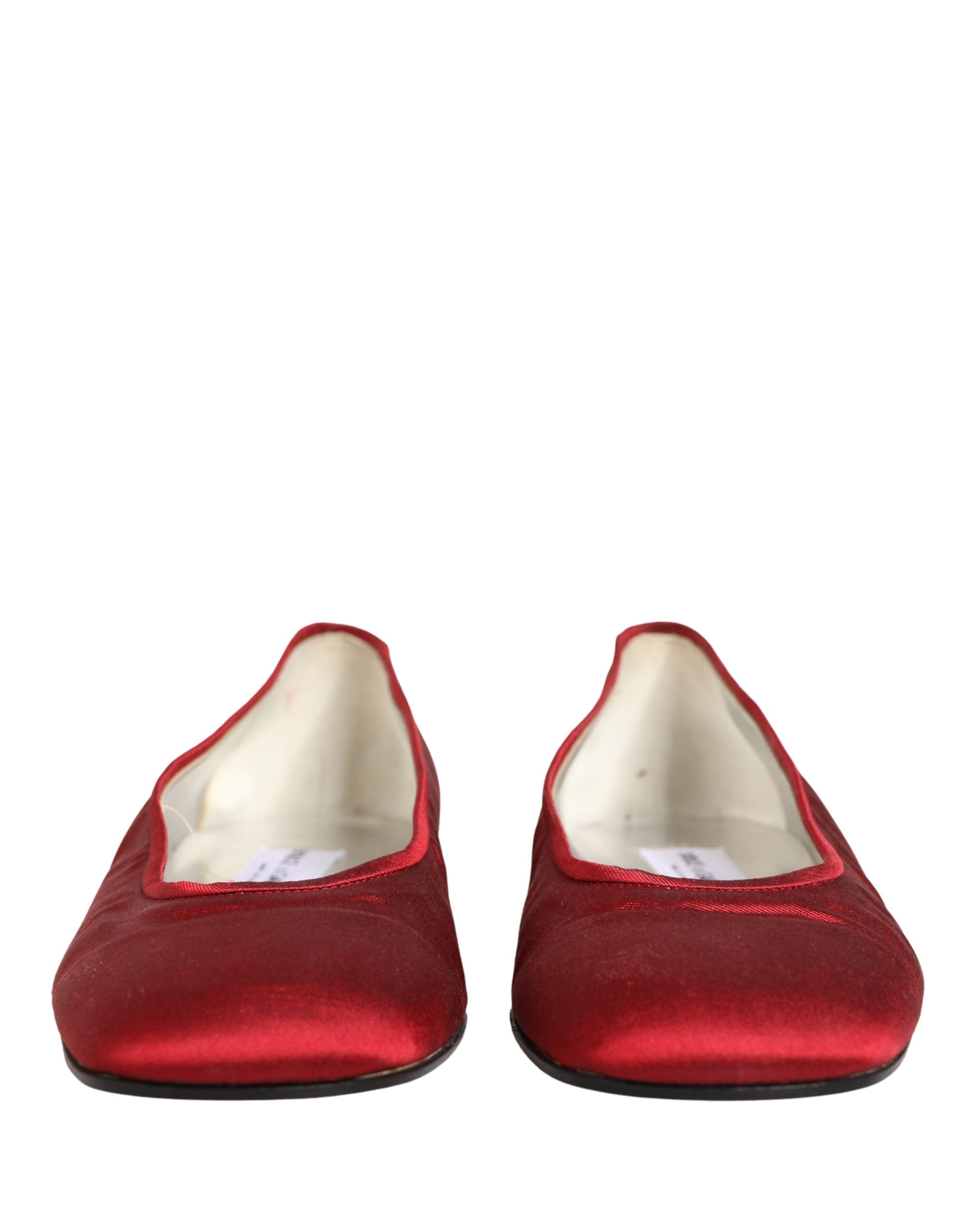 Red Satin Fabric Ballet Slip On Flats Shoes - ventzia