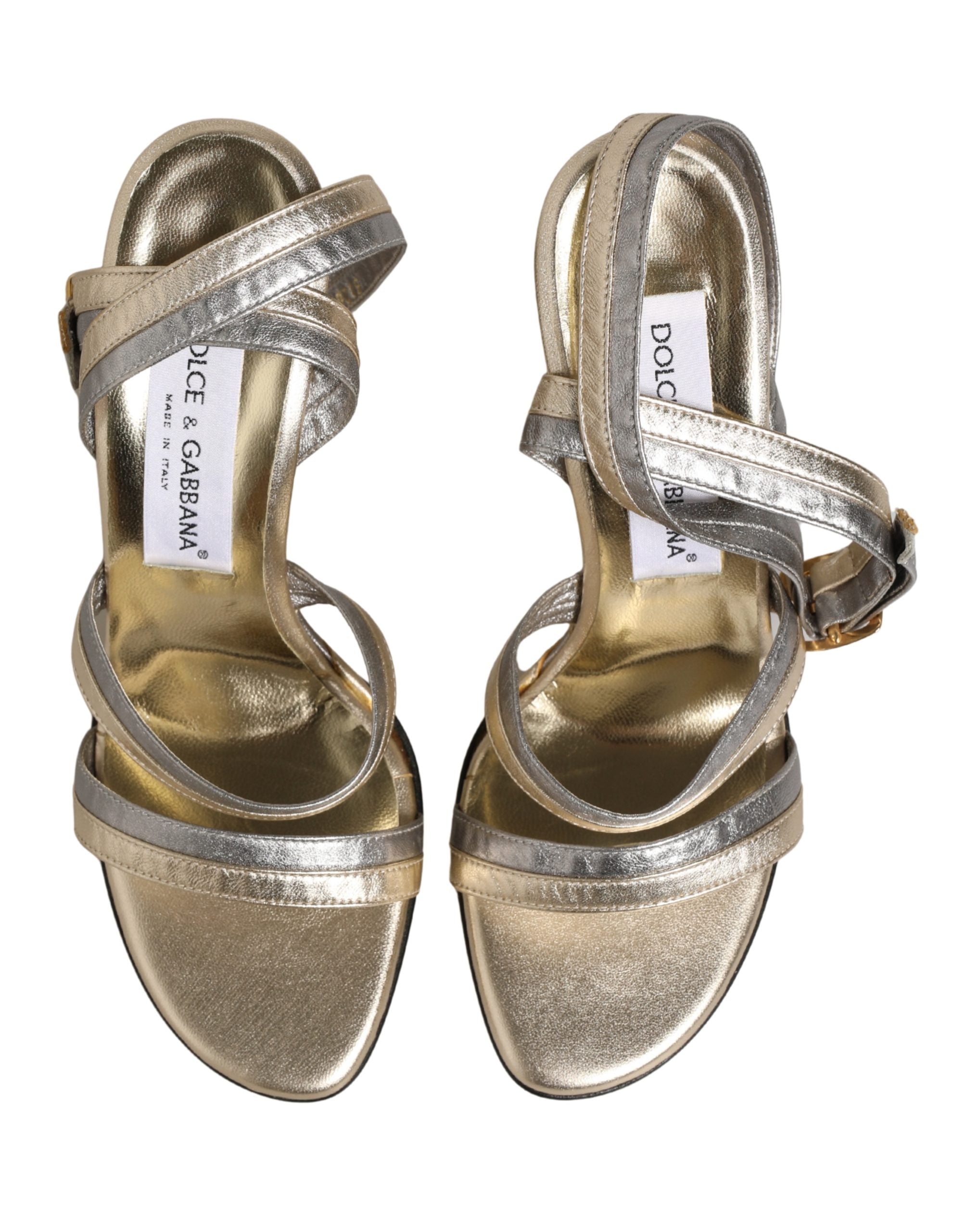 Gold Silver Leather Wedge Heels Sandals Shoes - ventzia