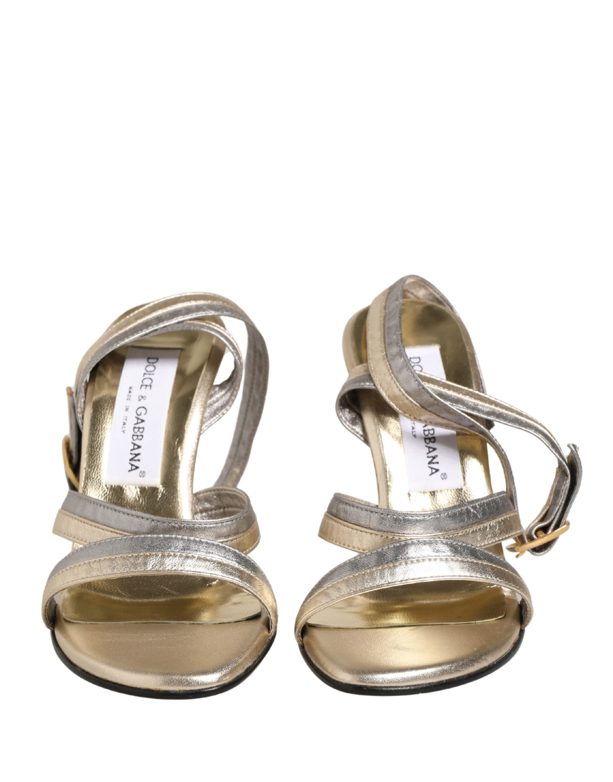 Gold Silver Leather Wedge Heels Sandals Shoes - ventzia