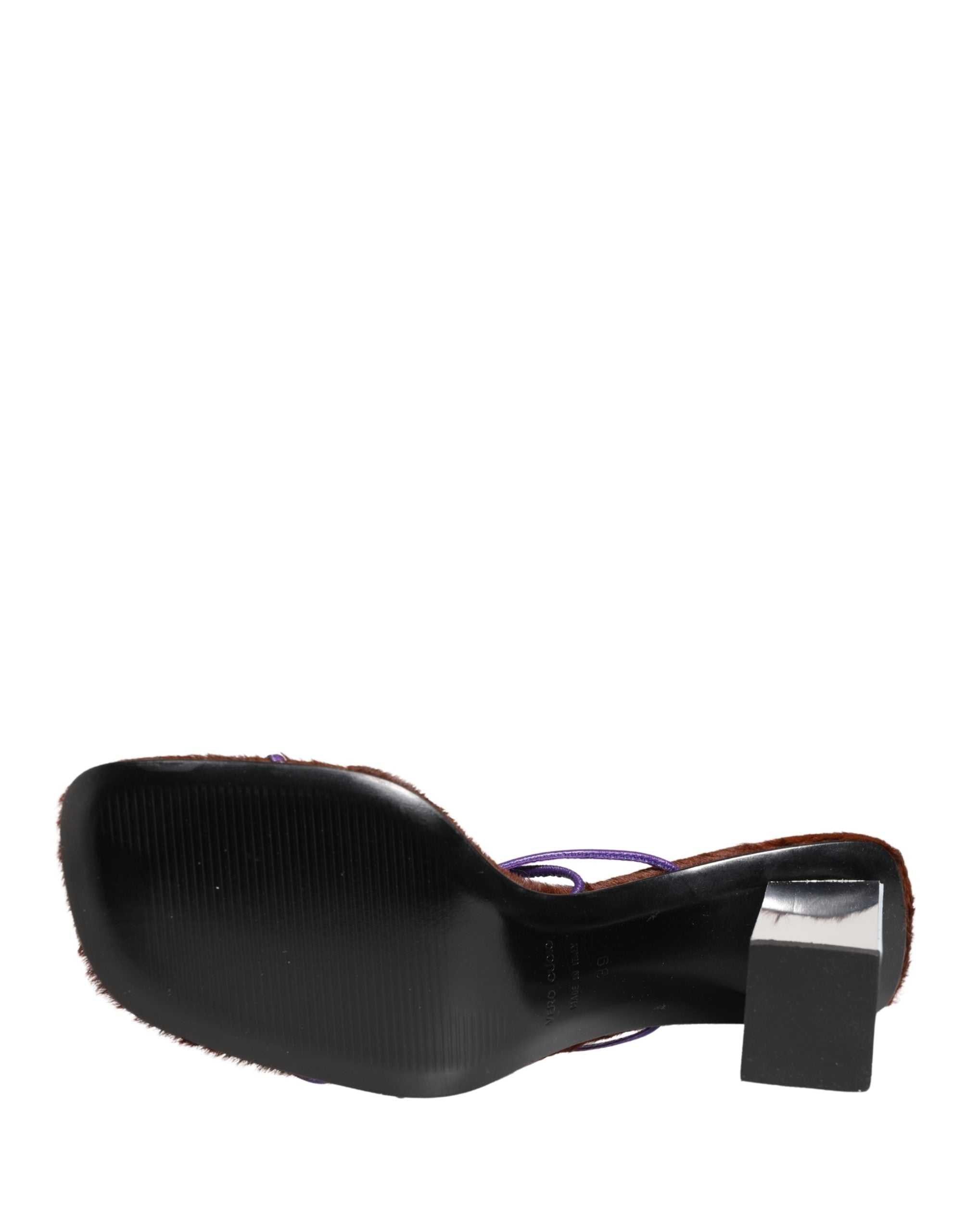 Silver Block Heels Slip On Sandals Shoes - ventzia